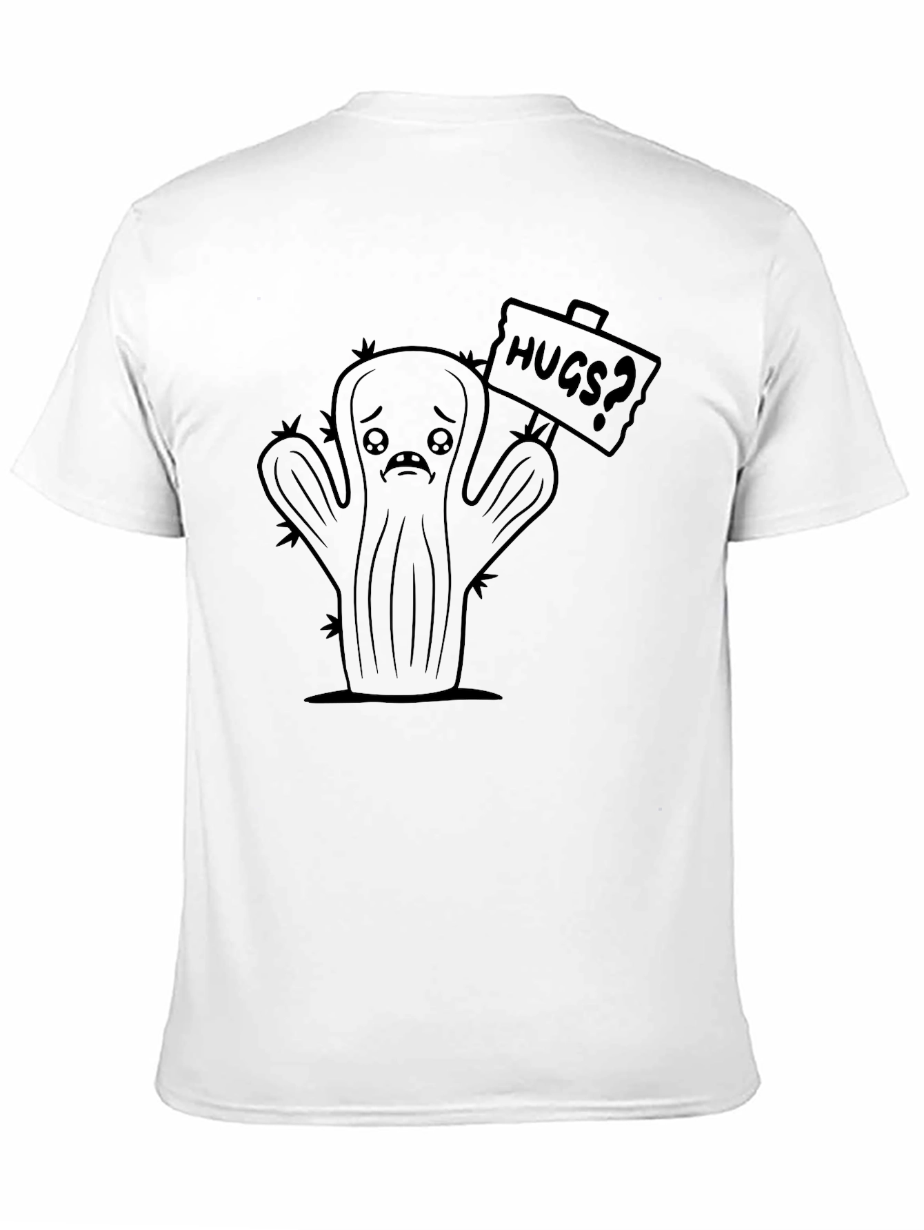 Black Sad Cactus Hugs? Black T-Shirt view 11