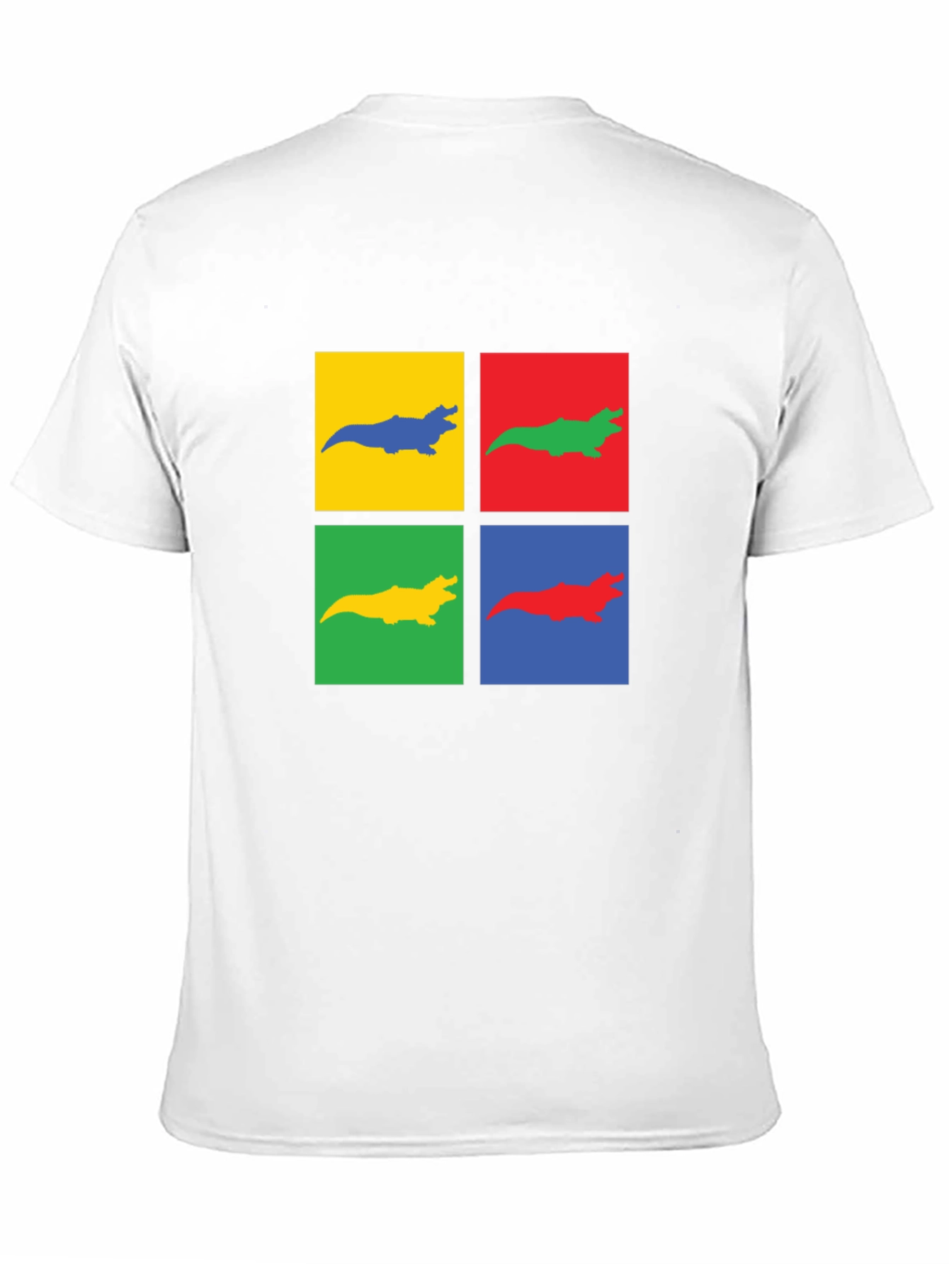 Black Pop Art Alligator Print Black T-Shirt view 11