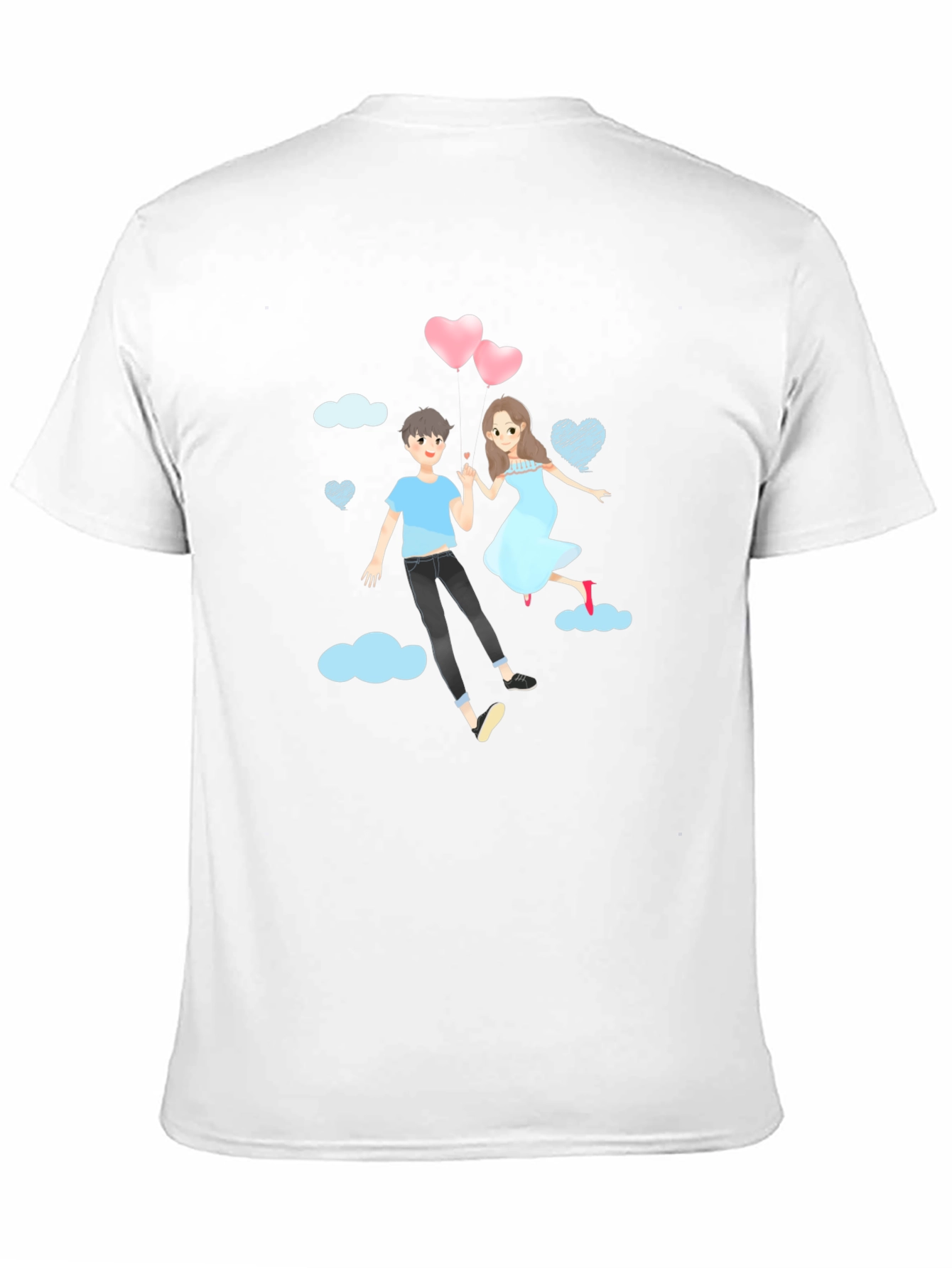 Black Romantic Couple Cartoon Graphic T-Shirt view 11