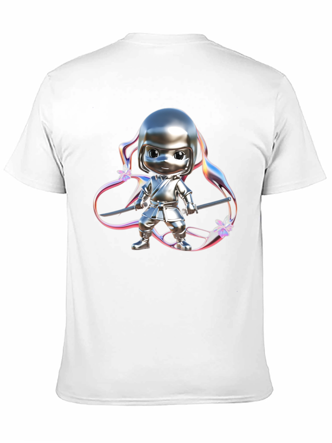 Black Ninja Cartoon Graphic Black T-Shirt view 11