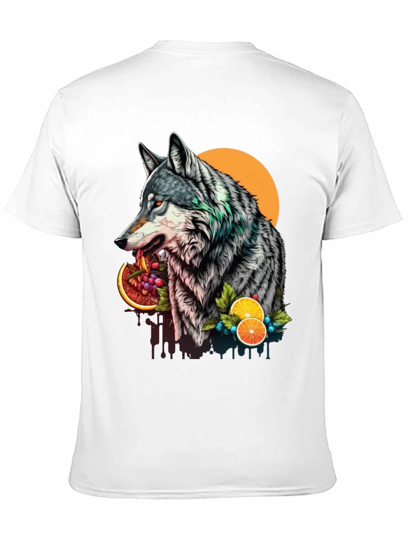 Black Wolf and Fruit Graphic Tee - Modern Streetwear Style view 11