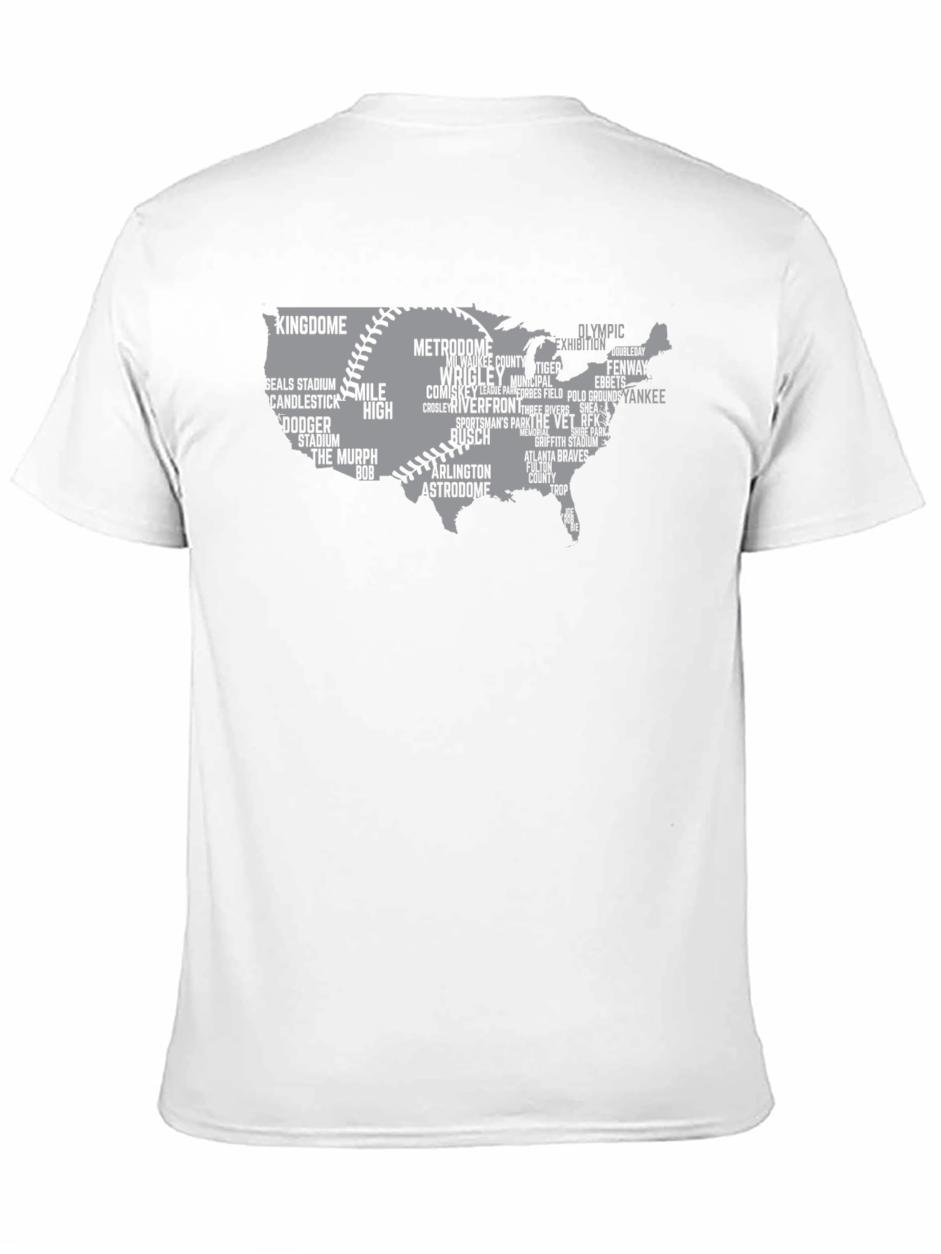 Black Baseball Stadium USA Map T-Shirt view 11
