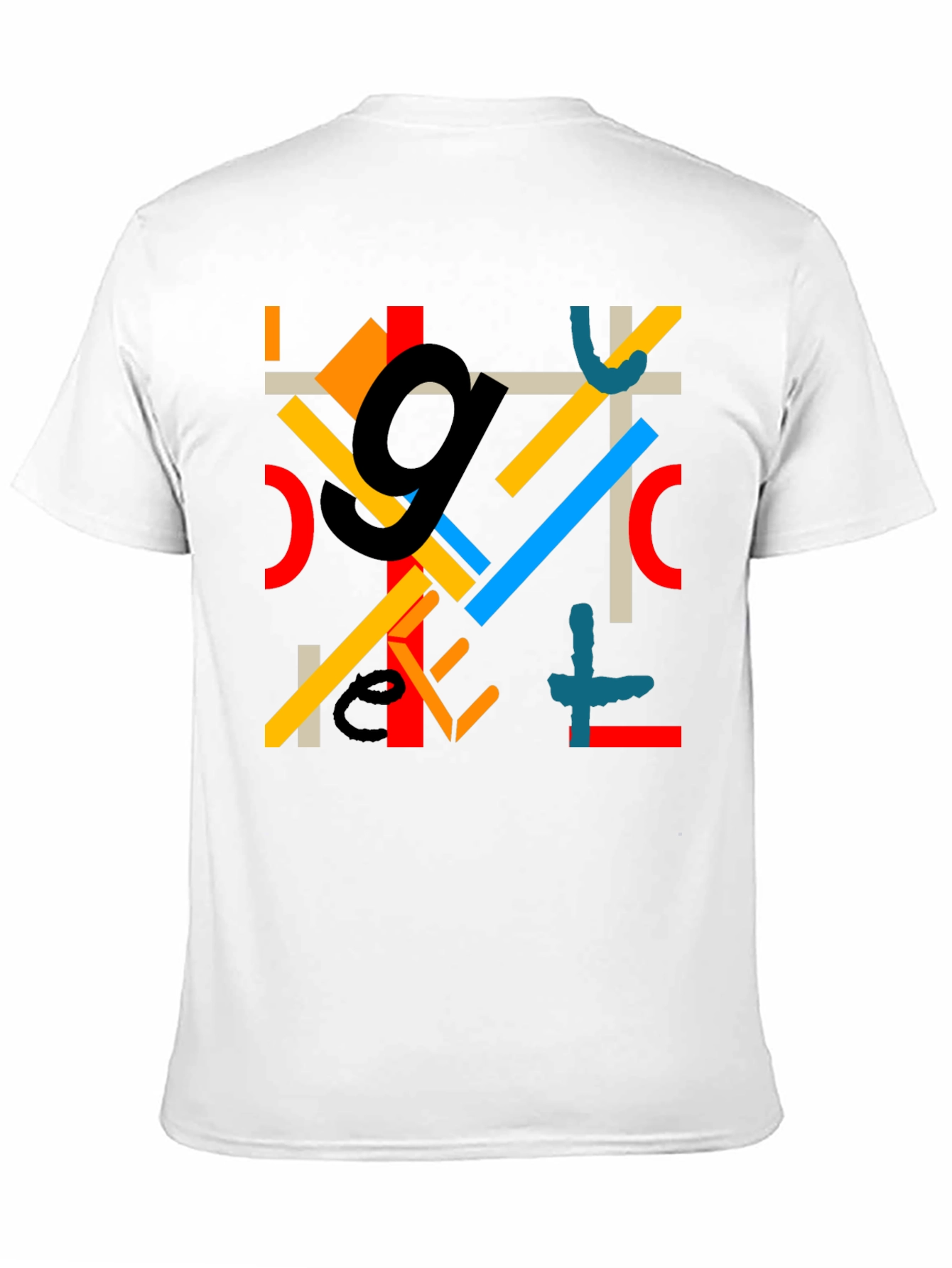 Black Abstract Geometric Pattern Black T-Shirt view 11