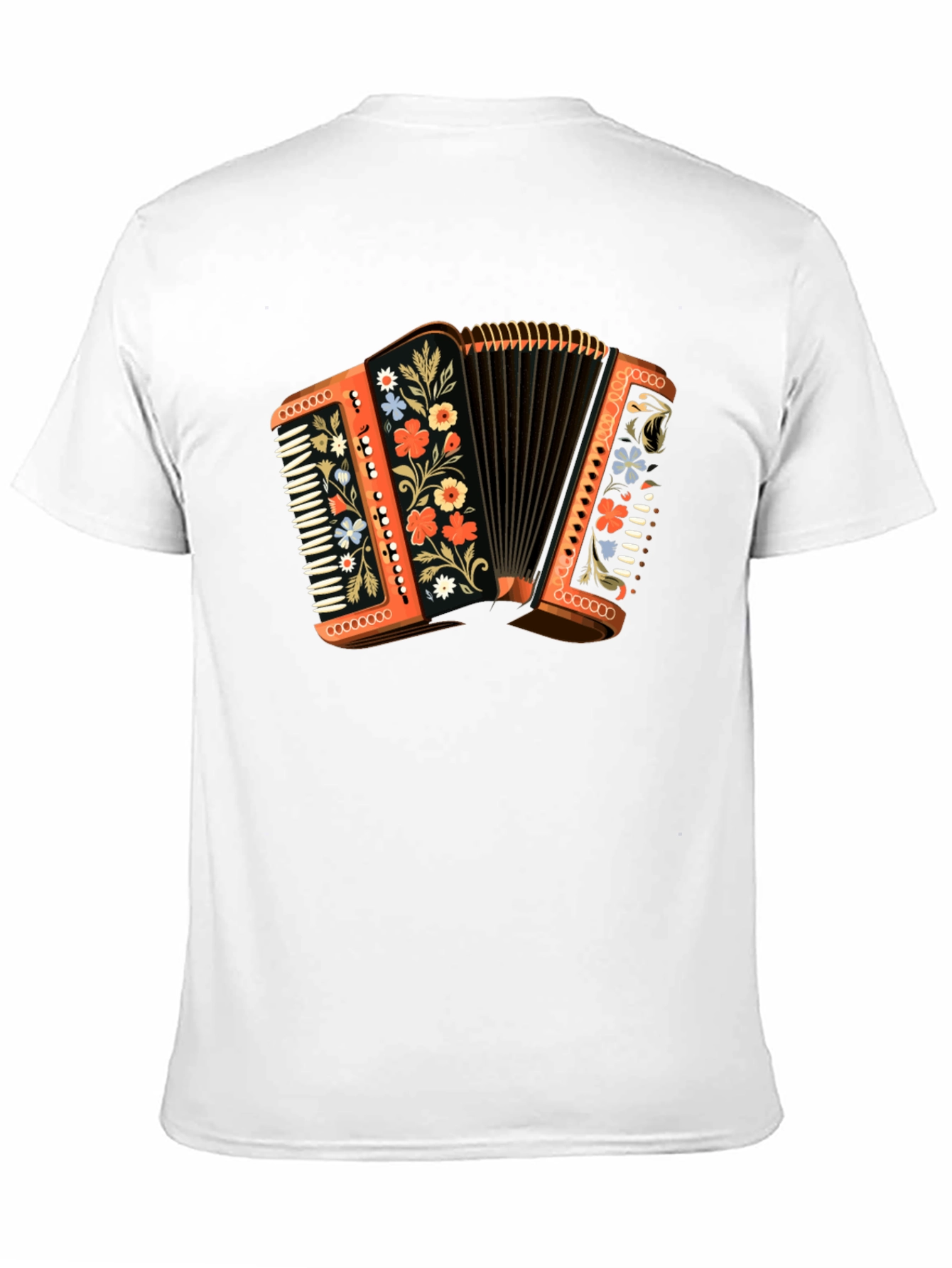 Black Accordion Floral T-Shirt - Music Lover Gift view 11