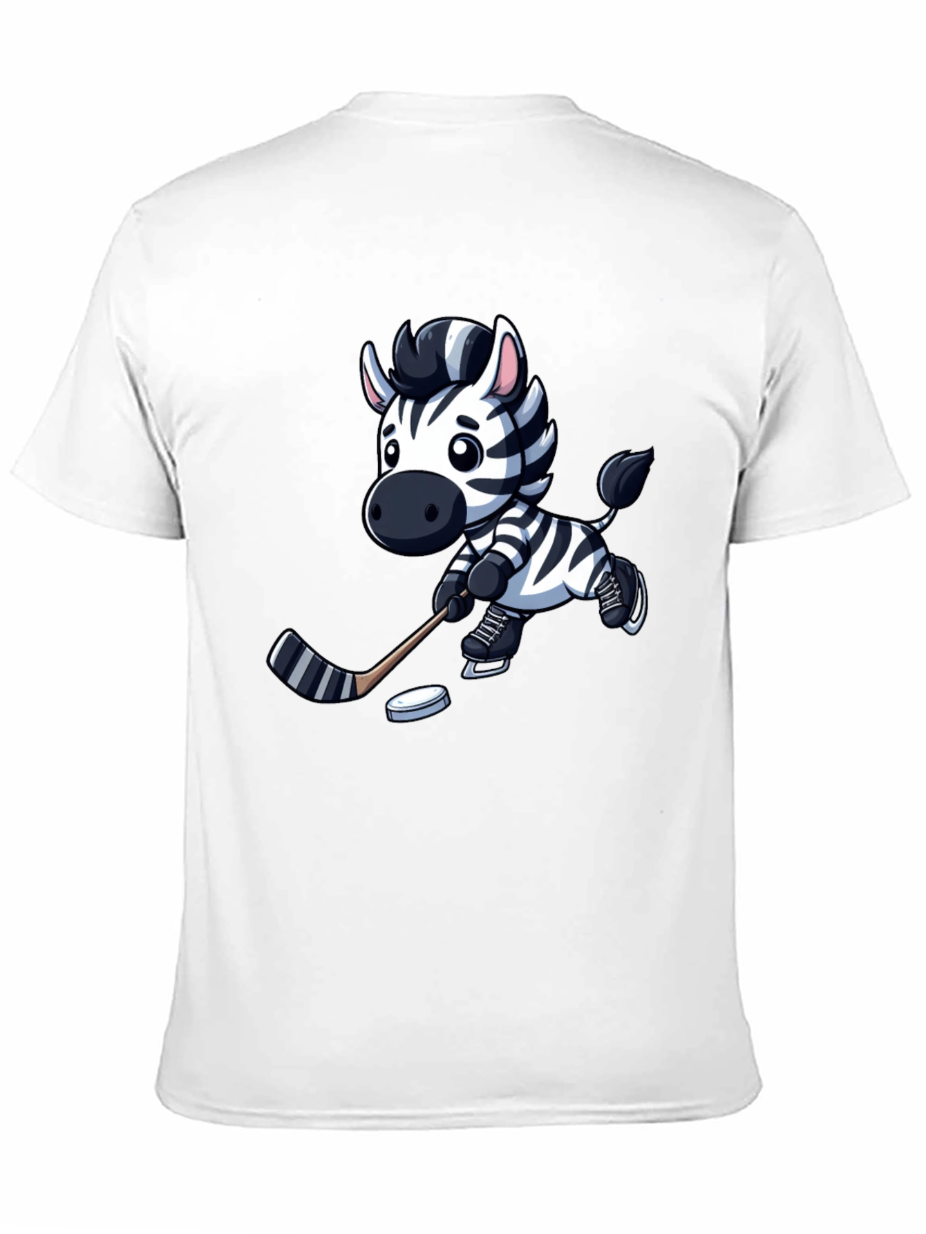 Black Zebra Hockey Player T-Shirt - Cool Cartoon Design view 11