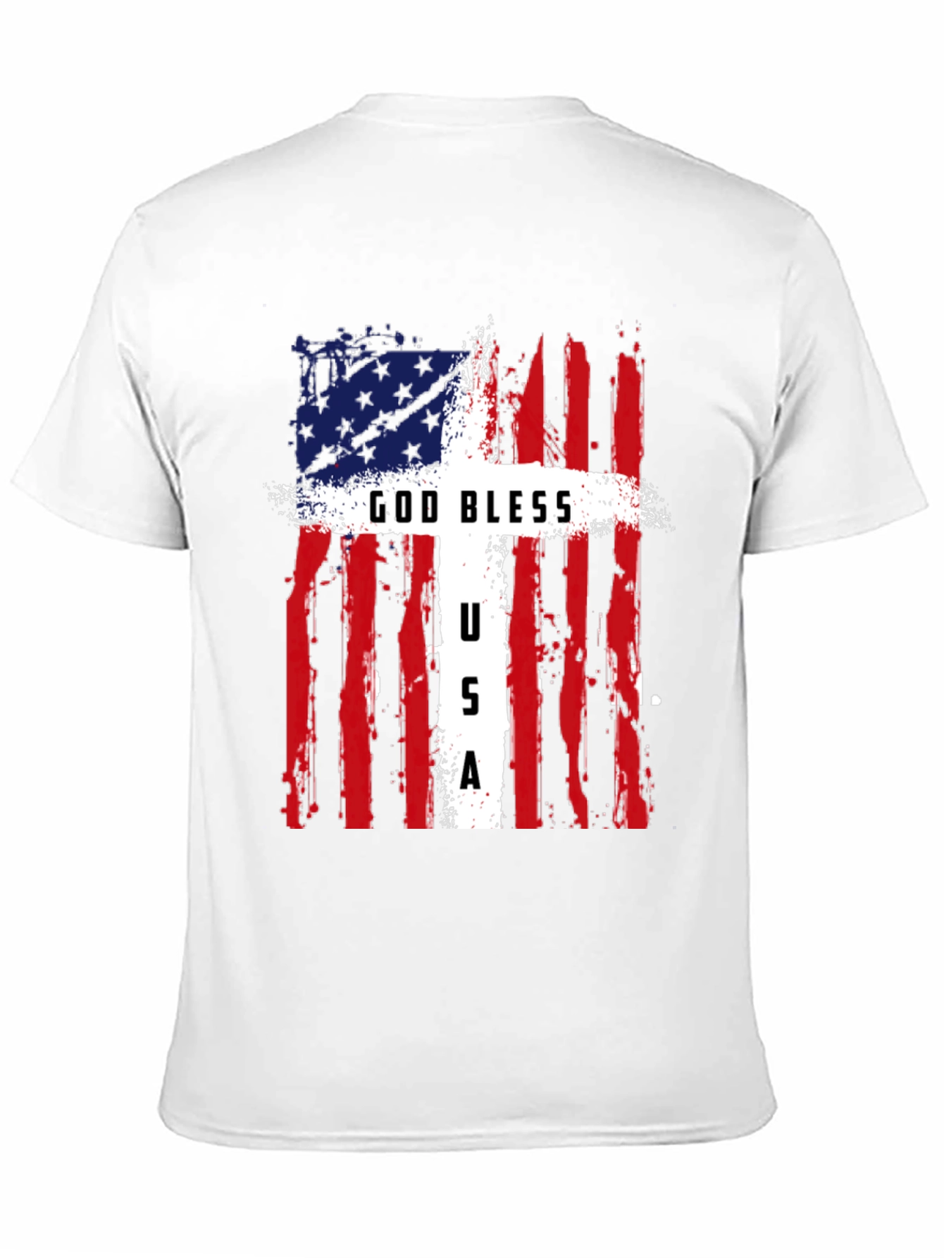 Black God Bless USA Patriotic T-Shirt view 11