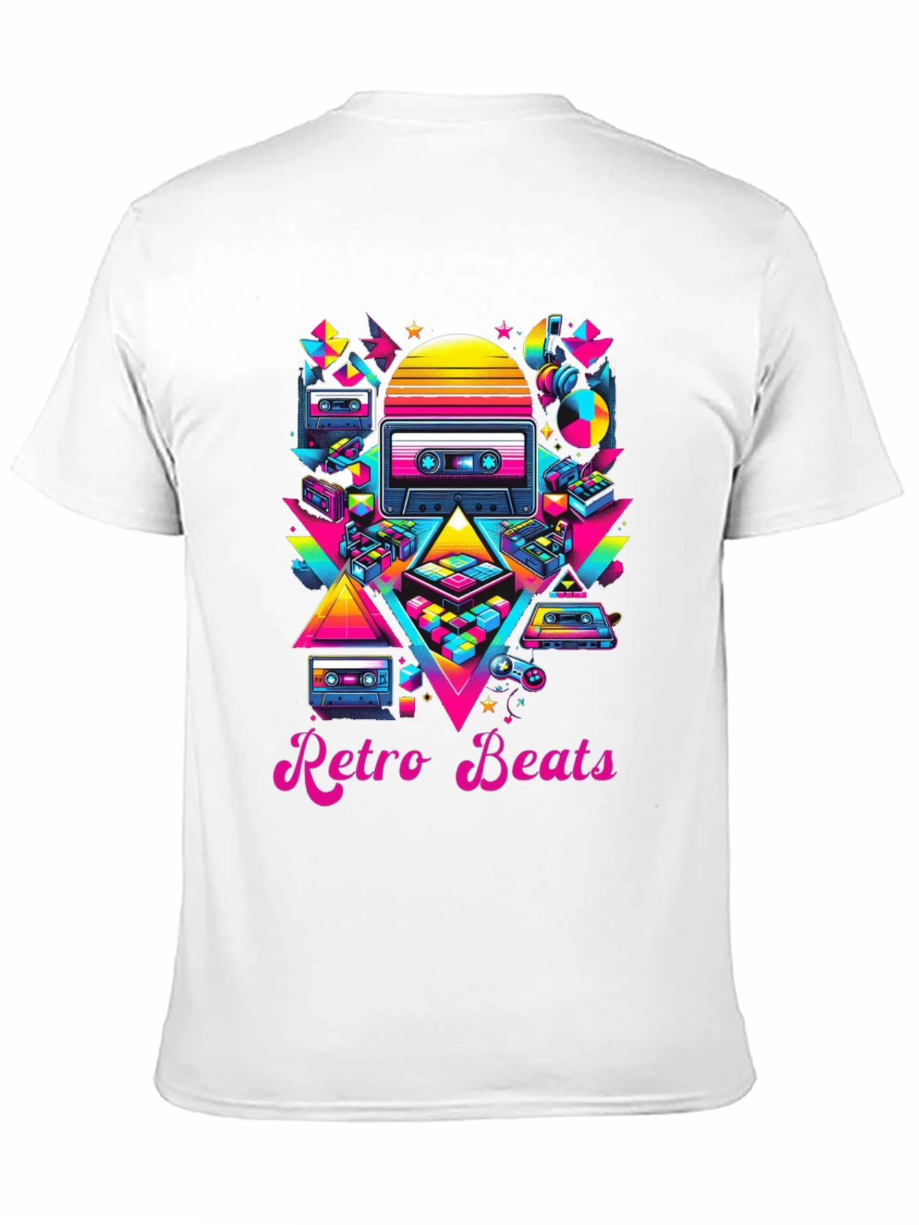 Black Retro Beats T-Shirt - 80s Music Style view 11