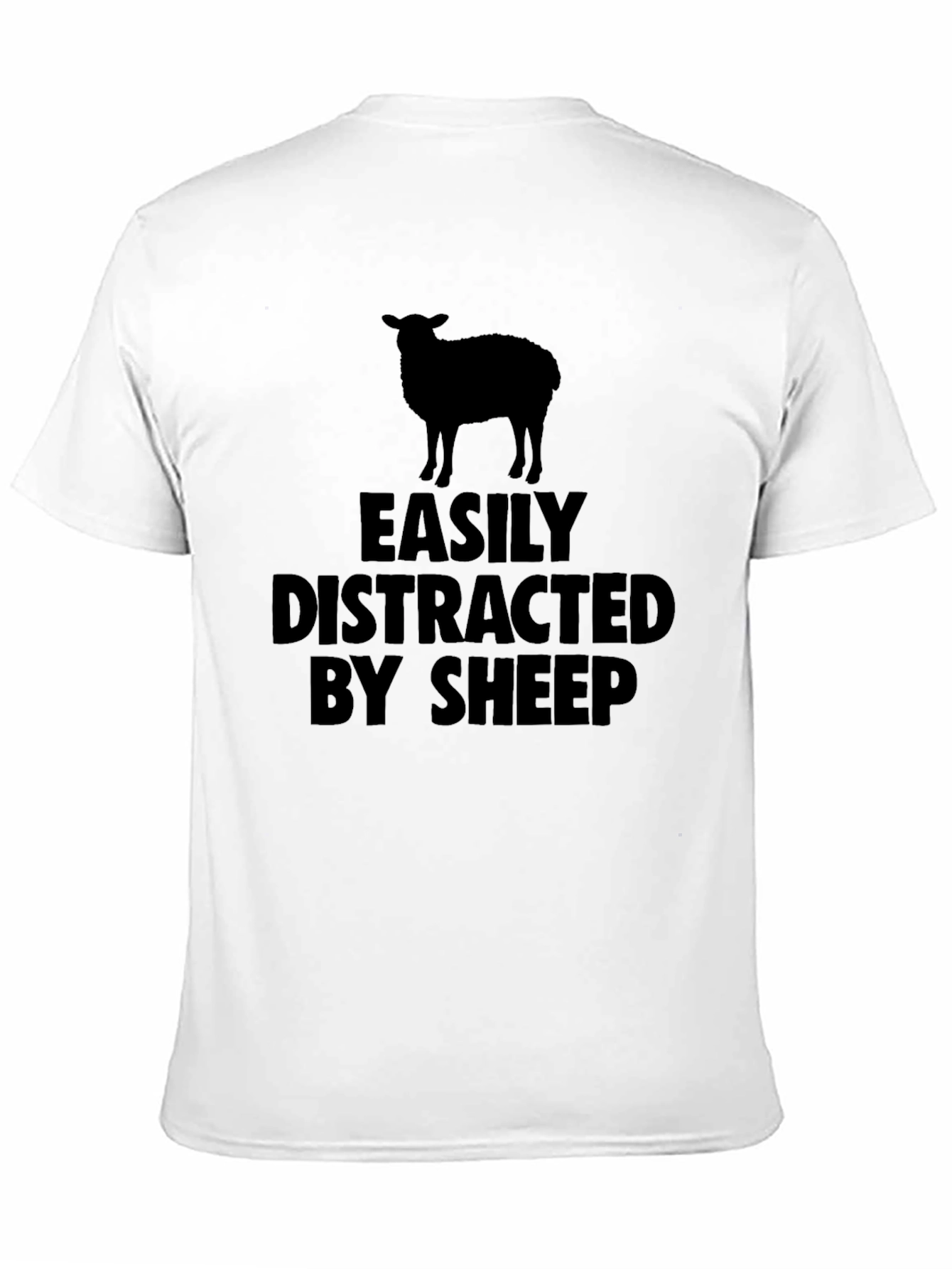 Black Easily Distracted By Sheep Black T-Shirt view 11