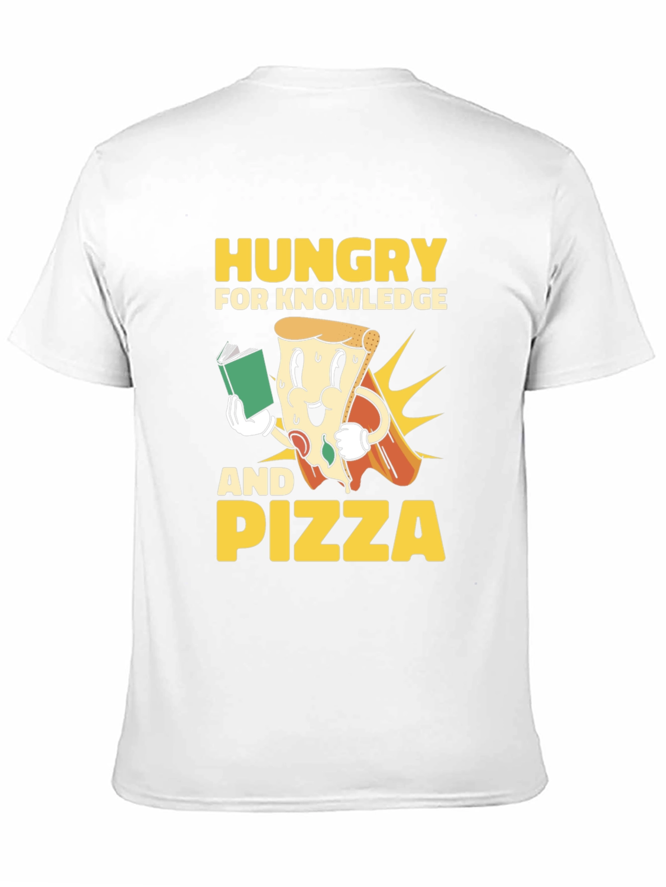 Black Hungry for Knowledge and Pizza T-Shirt view 11
