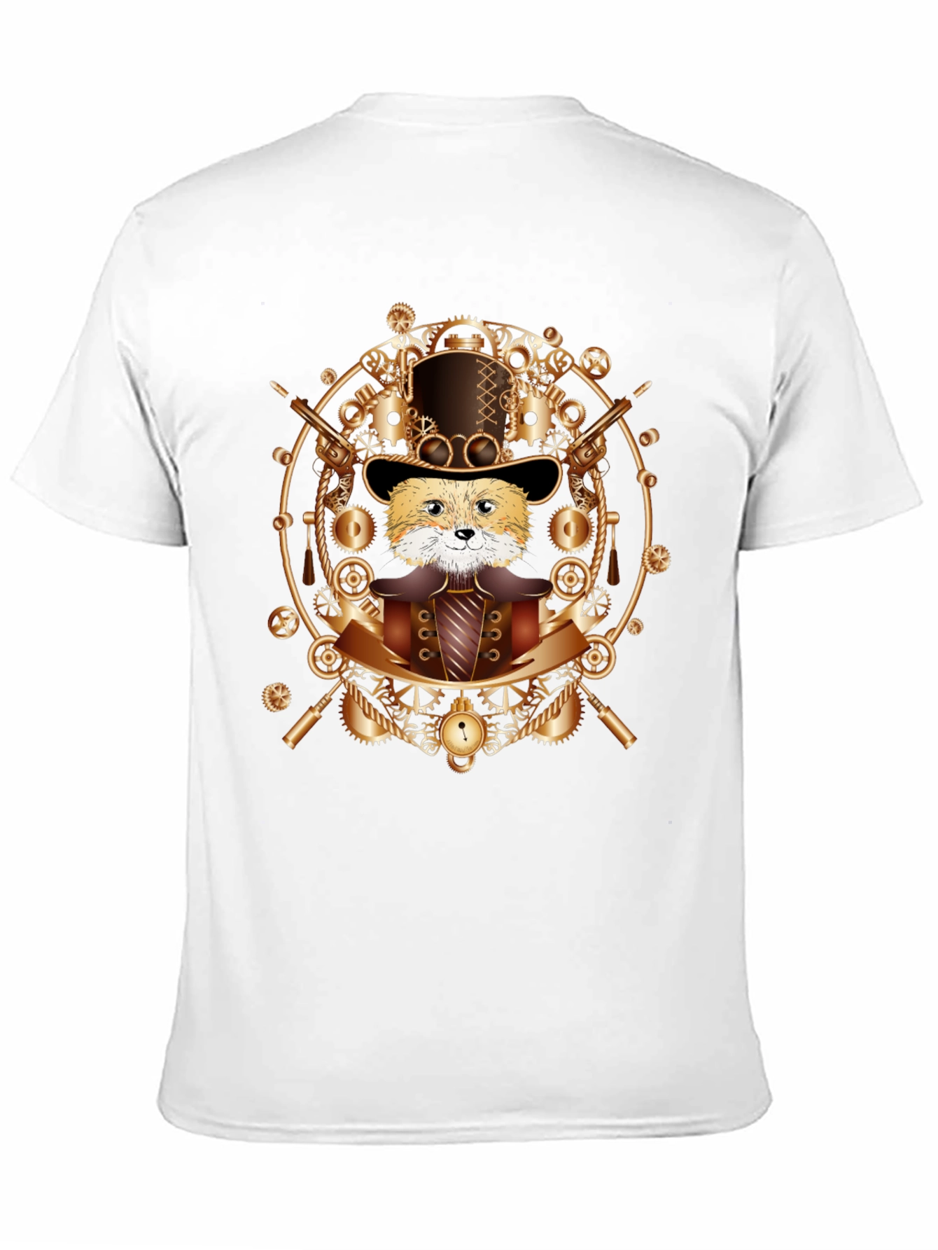 Black Steampunk Fox T-Shirt - Unique Graphic Tee view 11