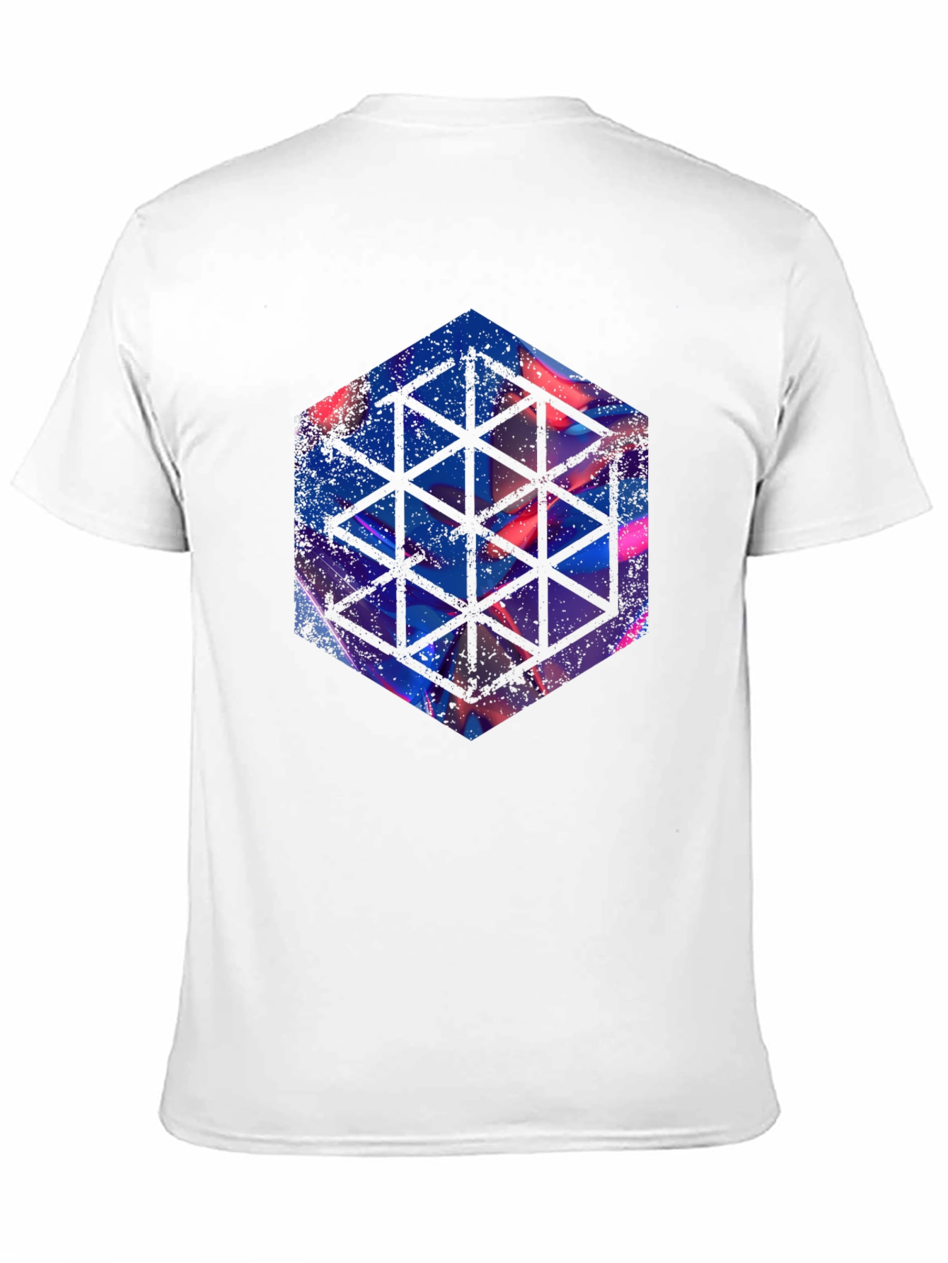 Black Geometric Hexagon Graphic Black T-Shirt view 11
