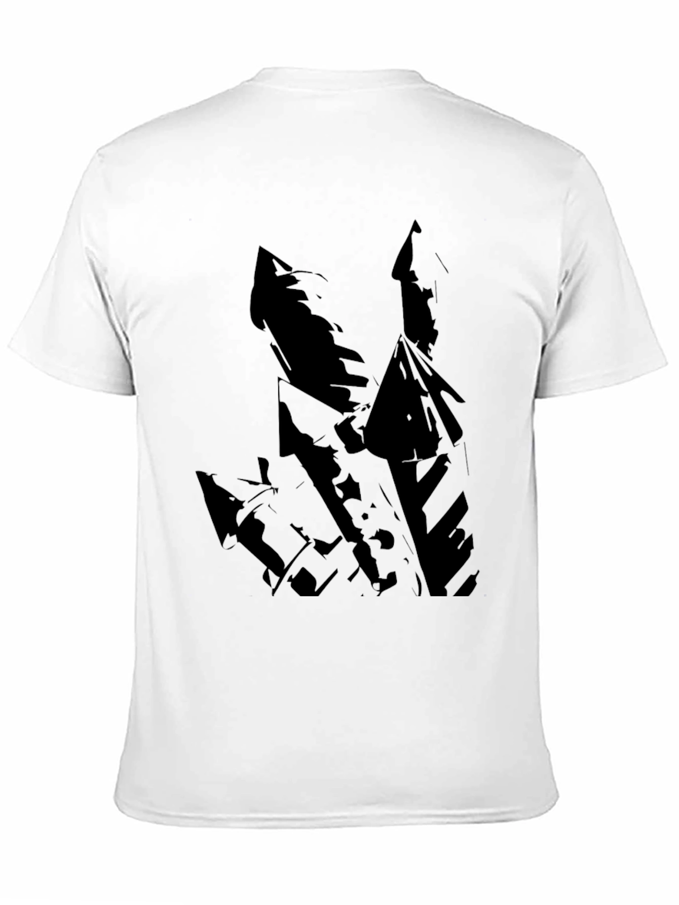 Black Men's Black T-Shirt with Abstract Castle Design view 11