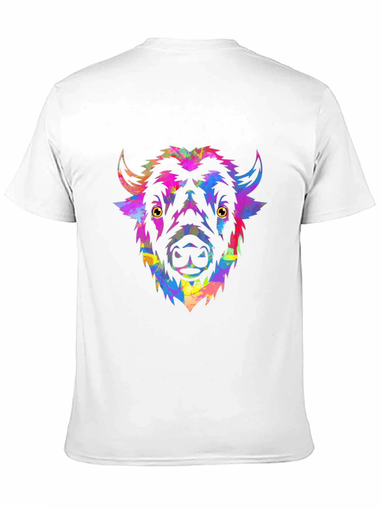 Black Colorful Bison Head Graphic Tee - Men's Black T-Shirt view 11