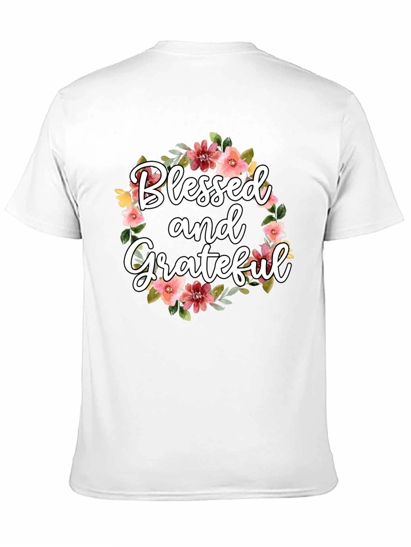 Black Blessed & Grateful Floral T-Shirt view 11