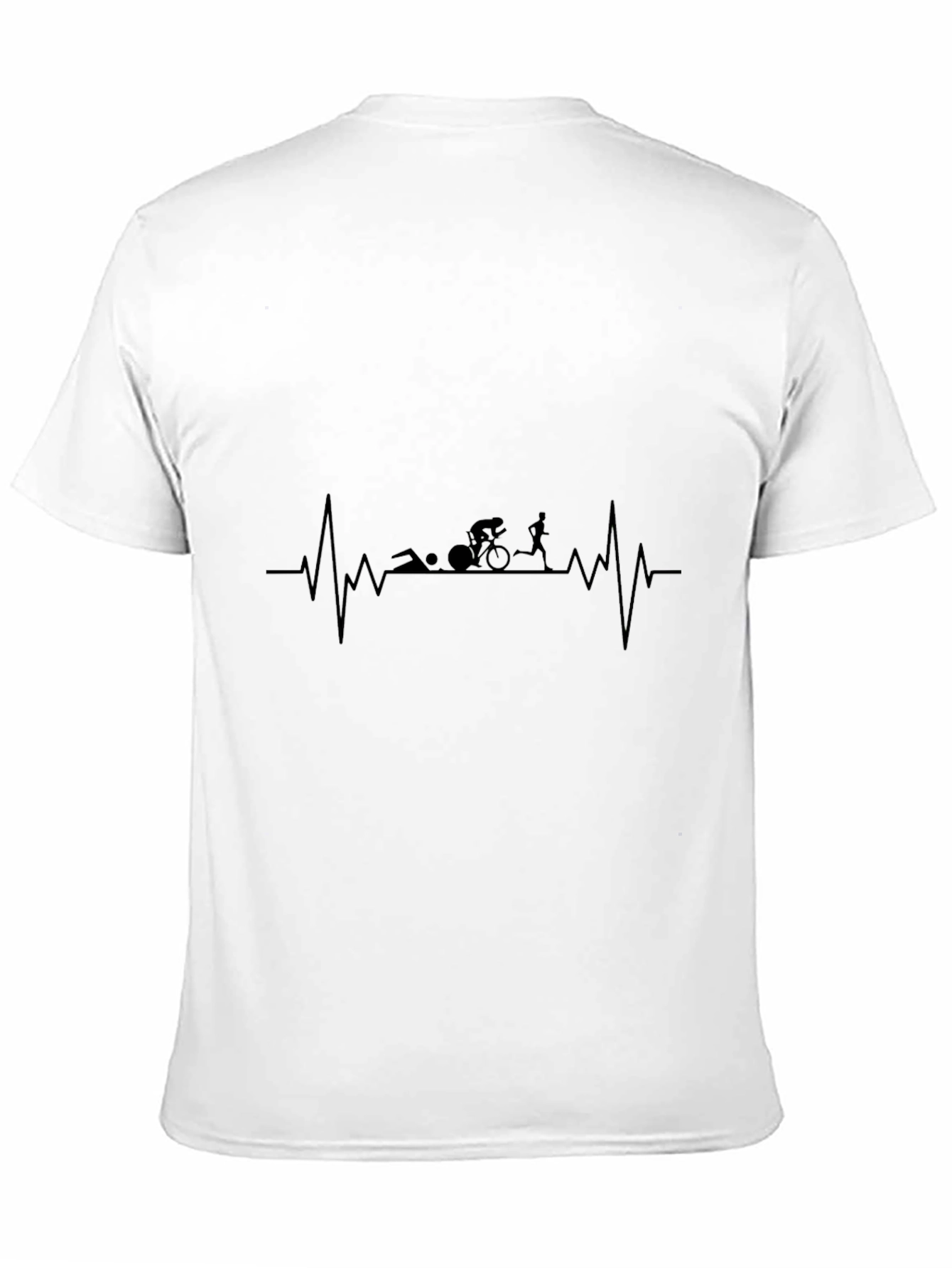 Black Triathlon Heartbeat T-Shirt - Black Graphic Tee view 11