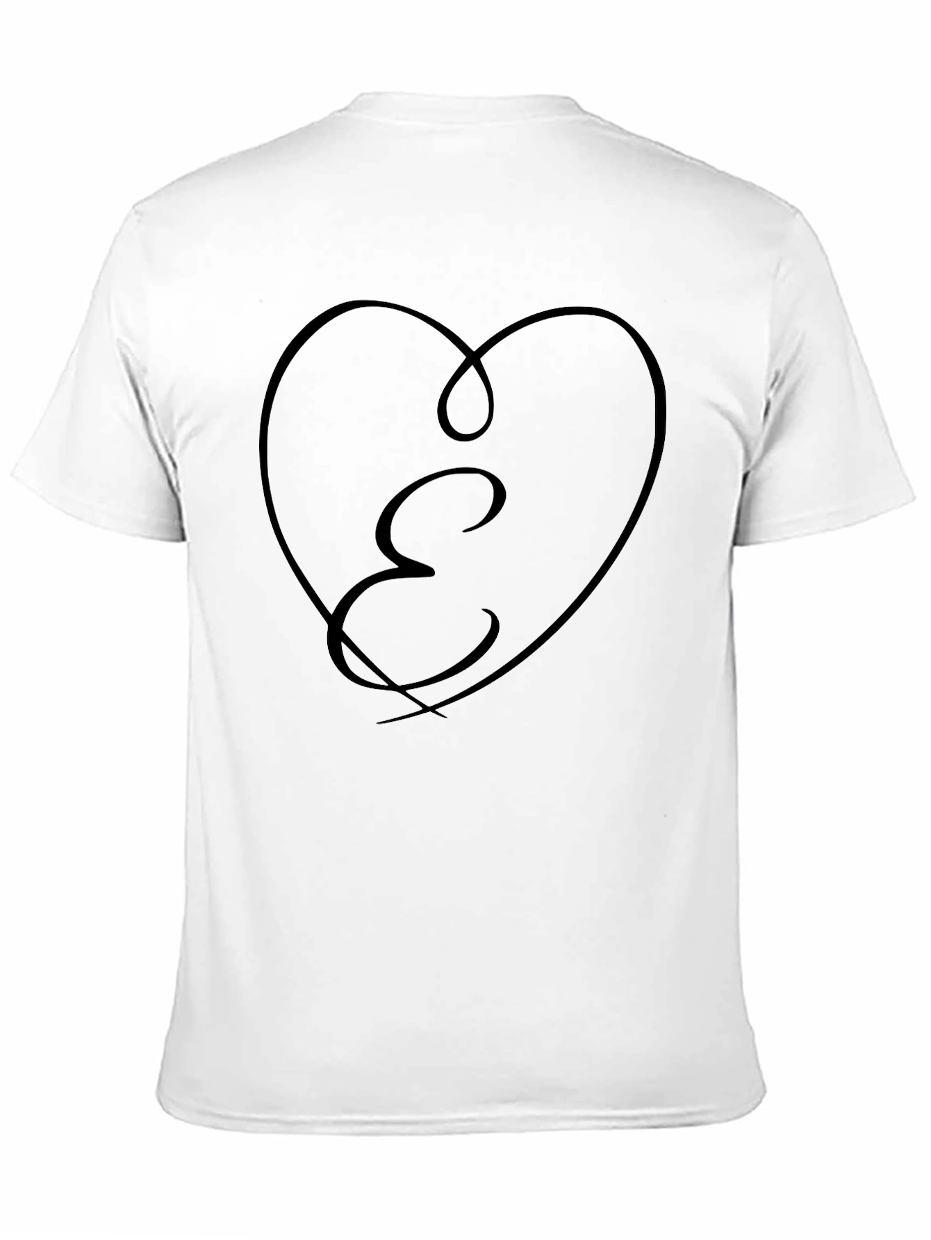 Black Heart Initial E Black T-Shirt view 11