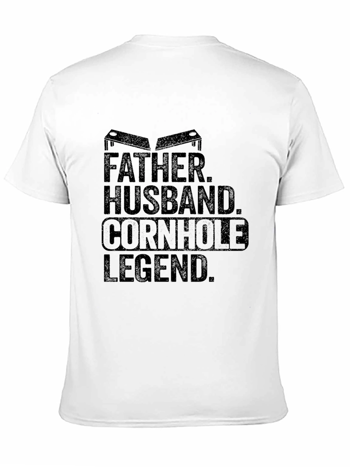 Black Father Husband Cornhole Legend Black T-Shirt view 11