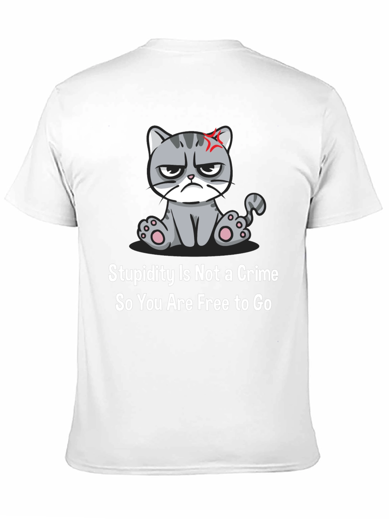 Black Grumpy Cat T-Shirt: Stupidity Is Not a Crime - Funny Sarcastic Tee view 11