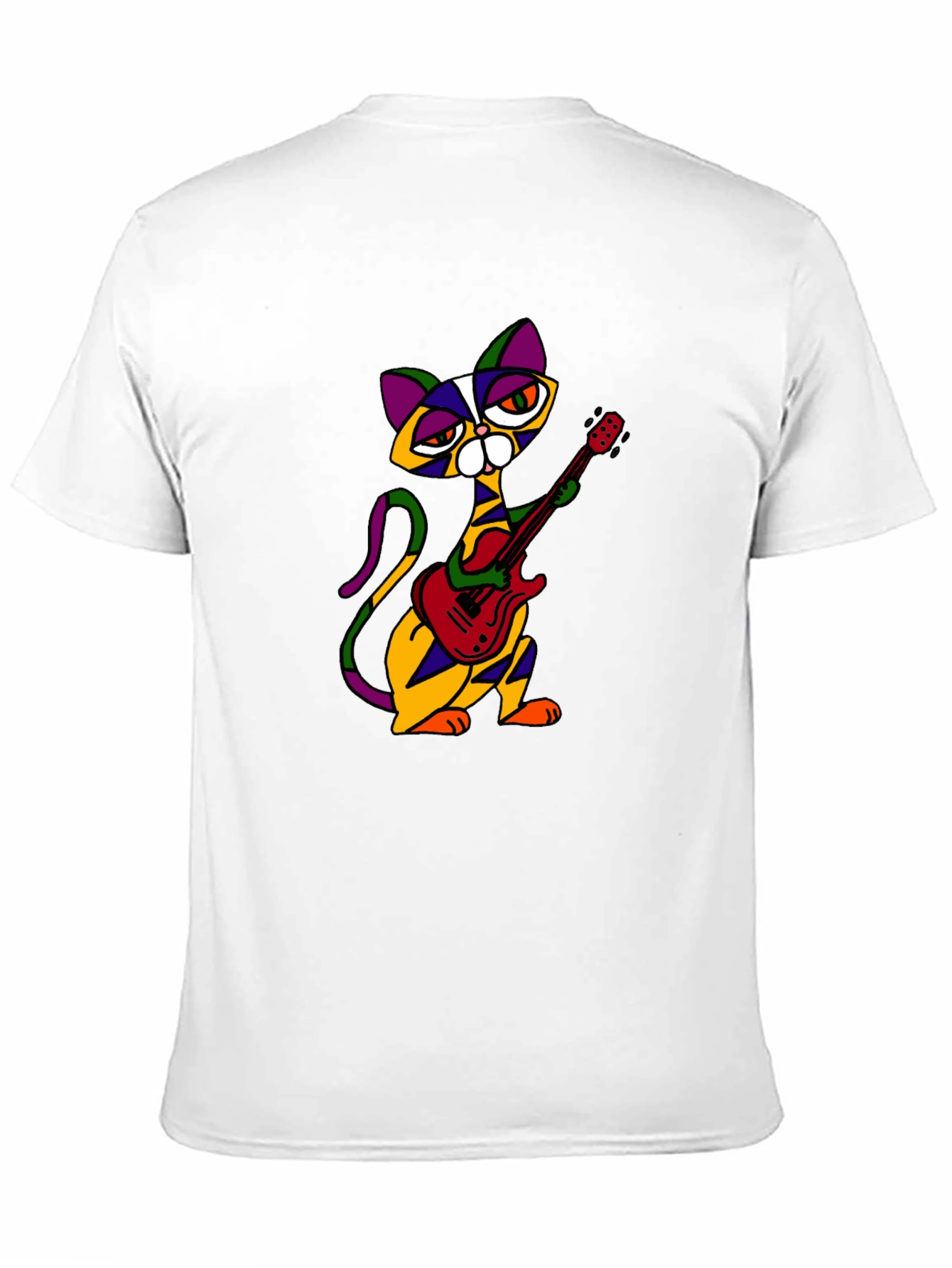 Black Cat Guitarist Graphic Tee - Men's Black T-Shirt view 11