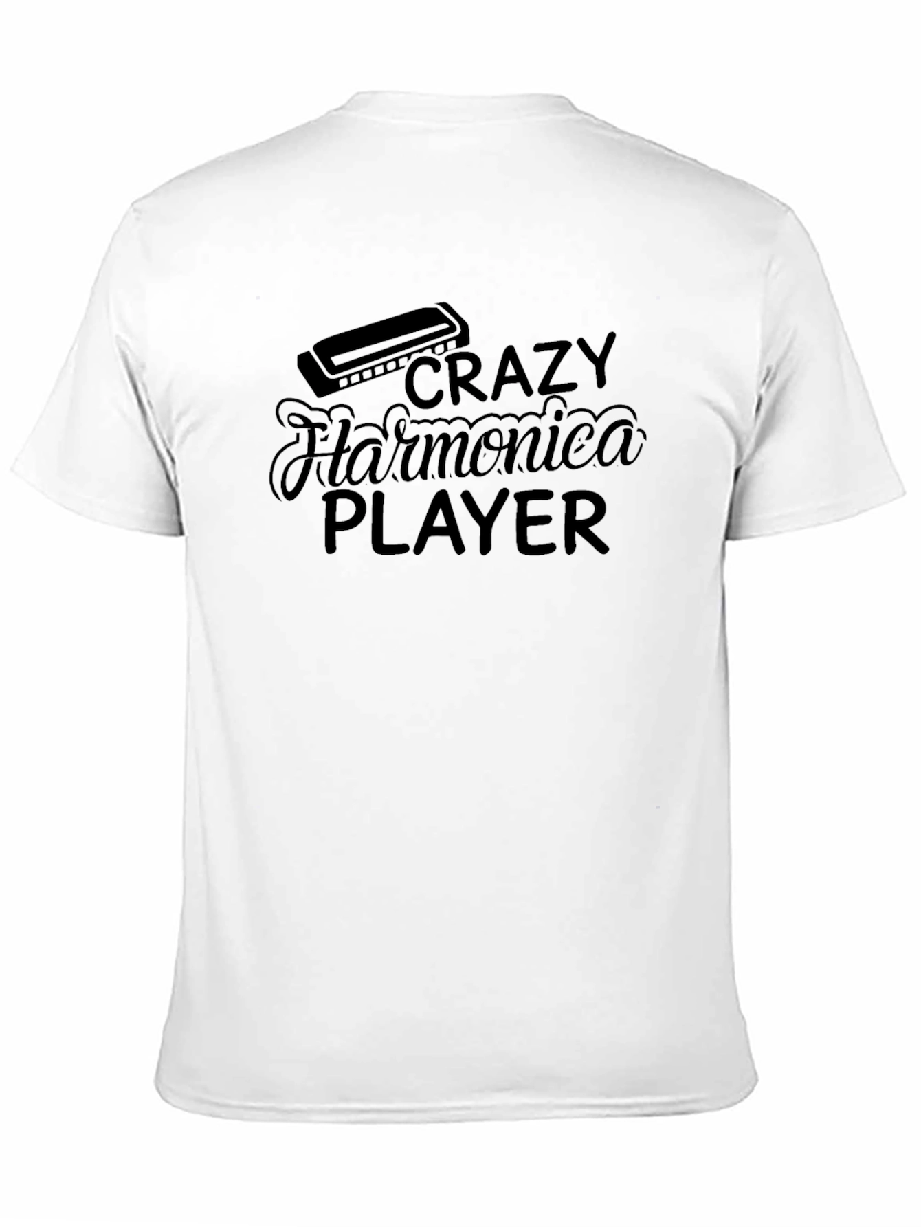 Black Crazy Harmonica Player T-Shirt - Music Lover Tee view 11