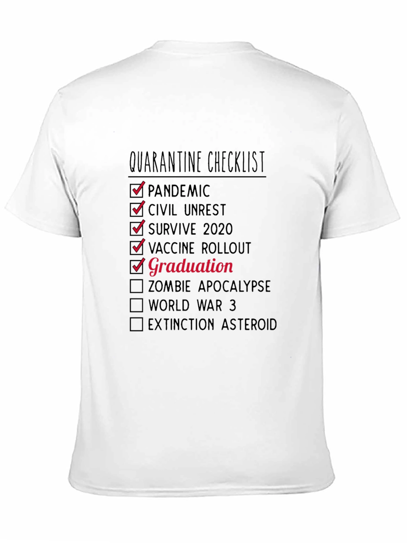 Black Quarantine Graduation Checklist T-Shirt view 11