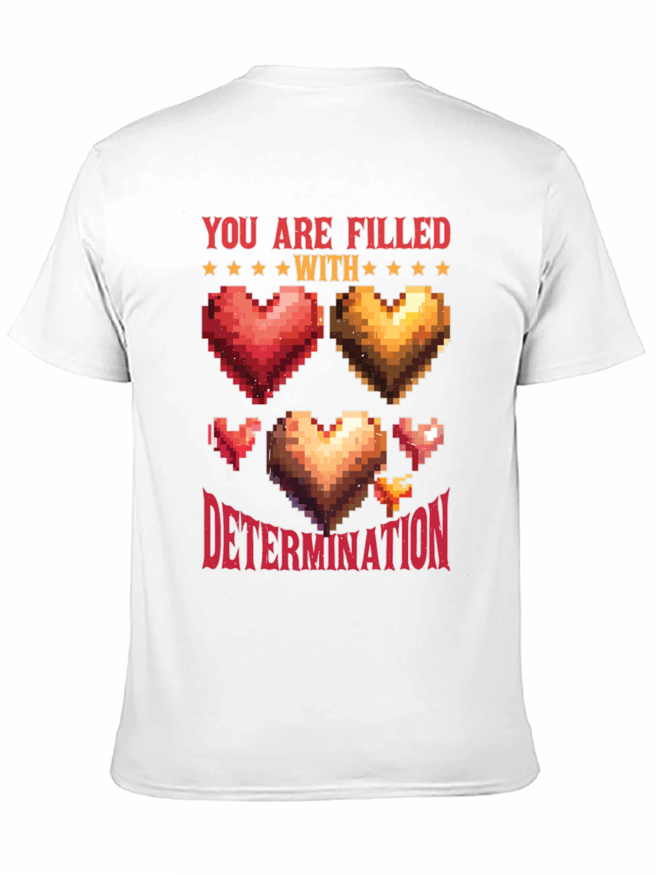 Black Pixel Heart Determination Graphic T-Shirt view 11