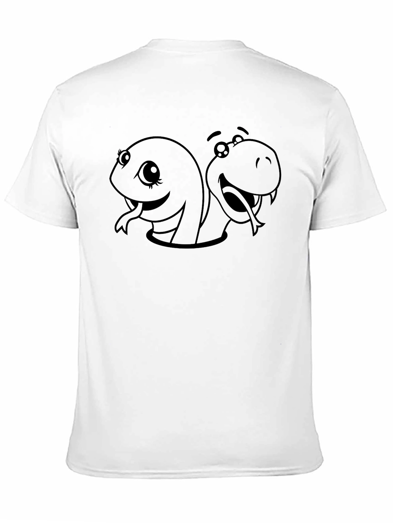 Black Cartoon Snakes Graphic Black T-Shirt view 11
