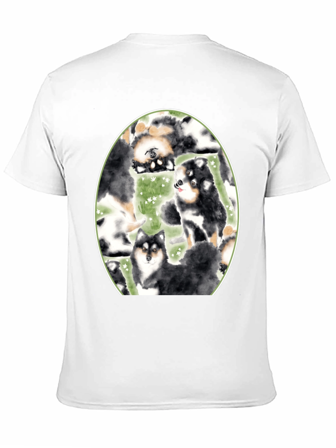 Black Dog Lover's T-Shirt: Cute Canine Pattern, Black view 11