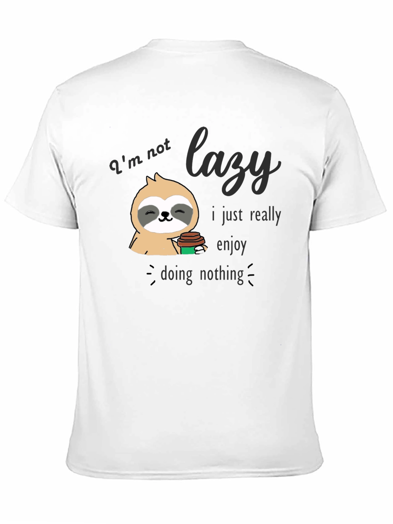 Black Lazy Sloth Graphic T-Shirt - Enjoy Doing Nothing Tee view 11