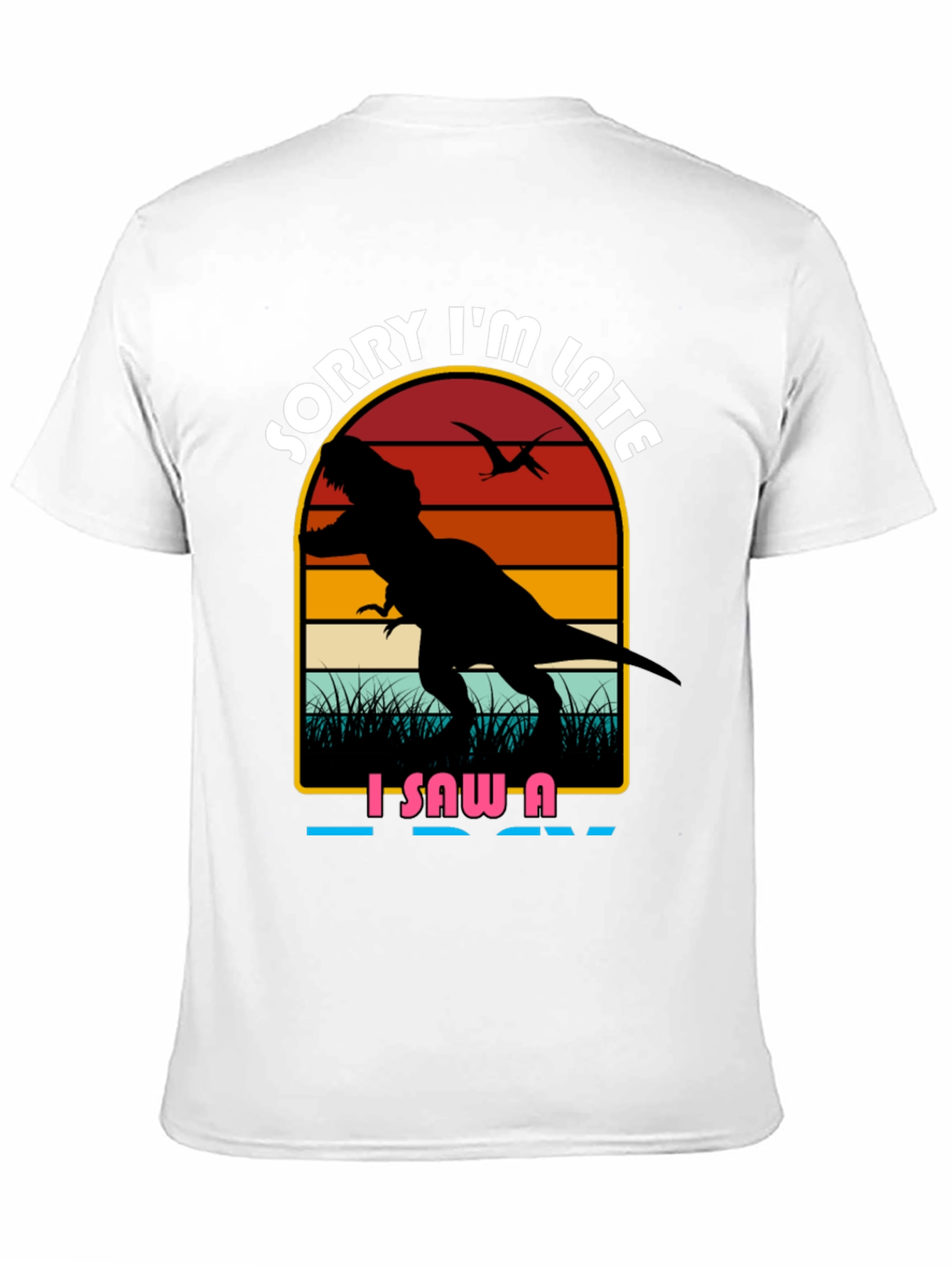 Black Sorry I'm Late Dinosaur Graphic Tee view 11