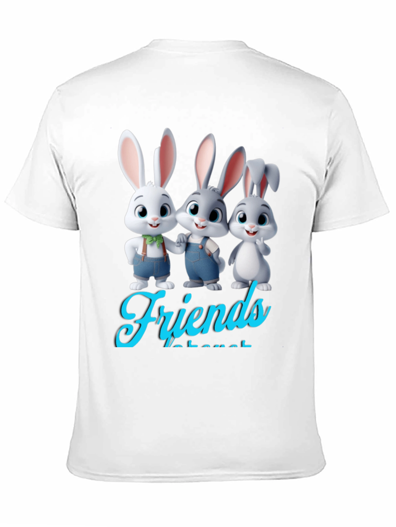 Black Bunny Friends Graphic T-Shirt - Cute Cartoon Rabbits view 11