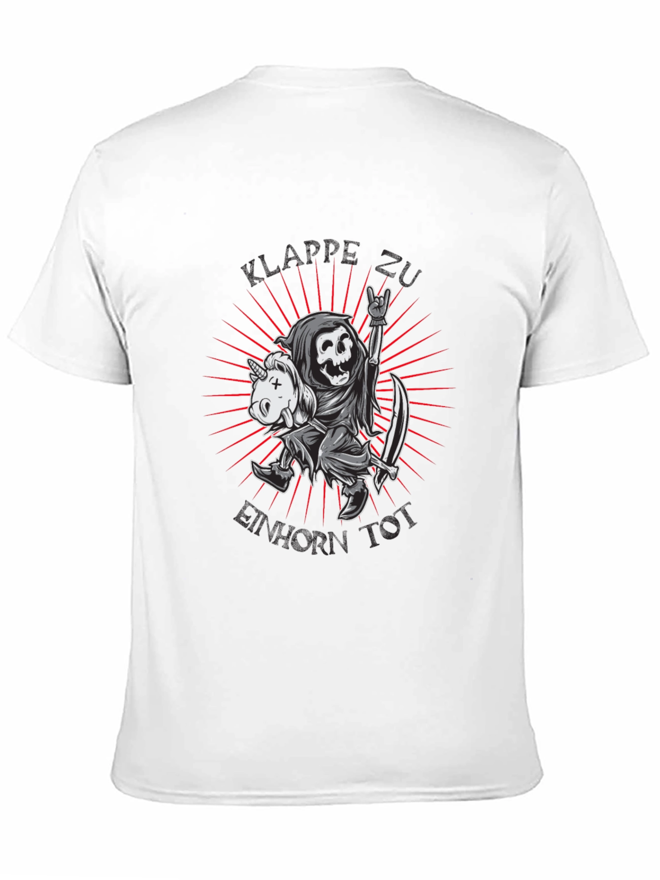 Black Grim Reaper & Unicorn Graphic T-Shirt - Rock On! view 11