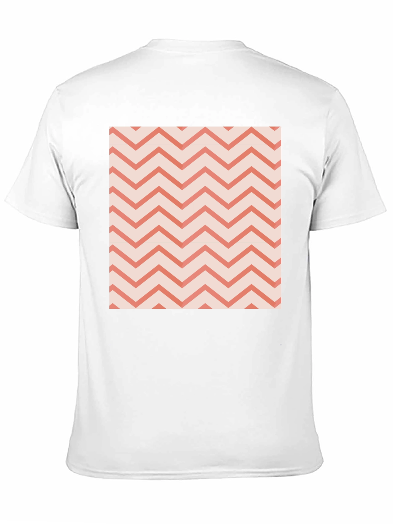 Black Men's Black Tee with Coral Chevron Pattern view 11