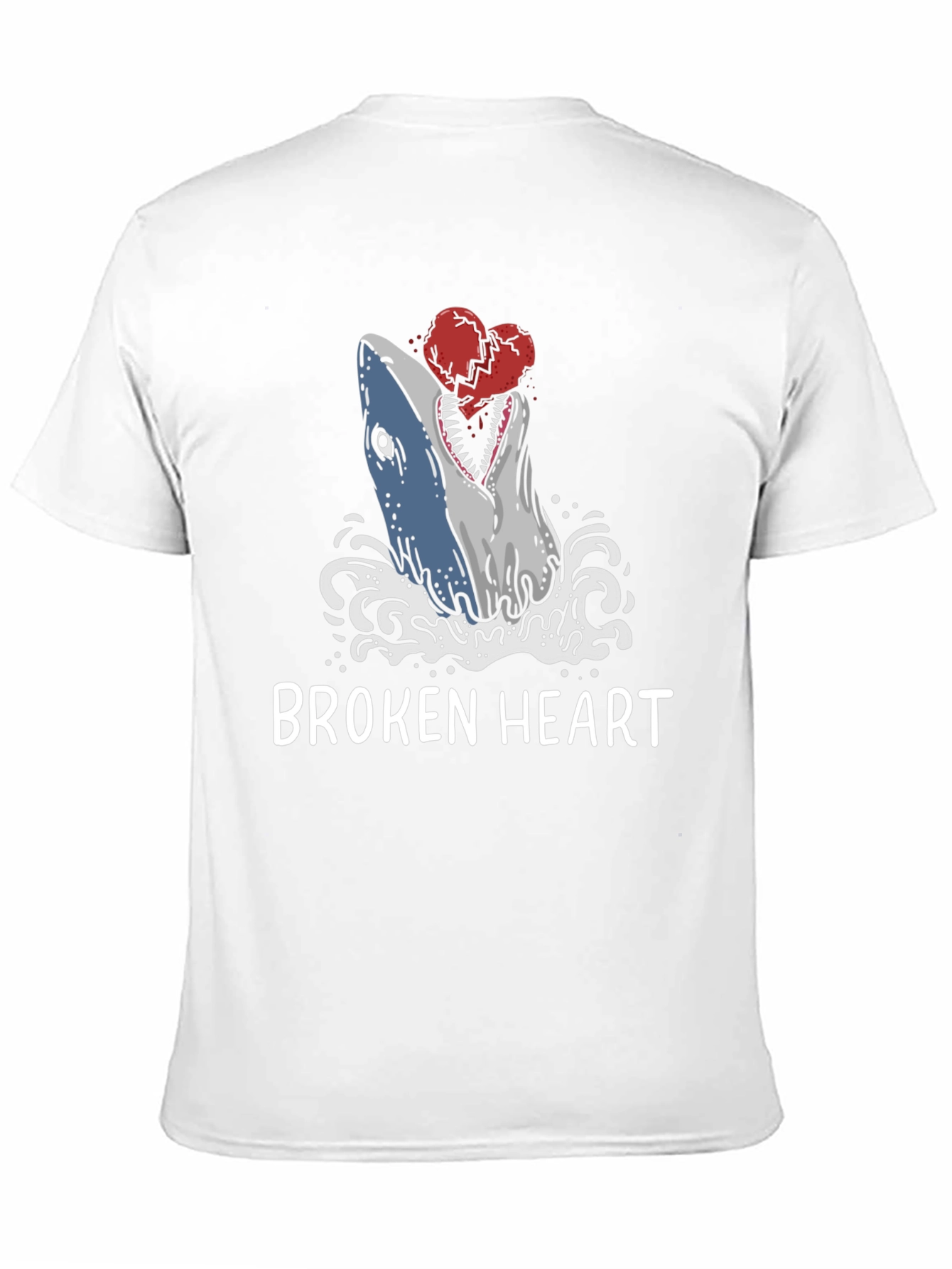 Black Broken Heart Shark T-Shirt - Novelty Graphic Tee view 11