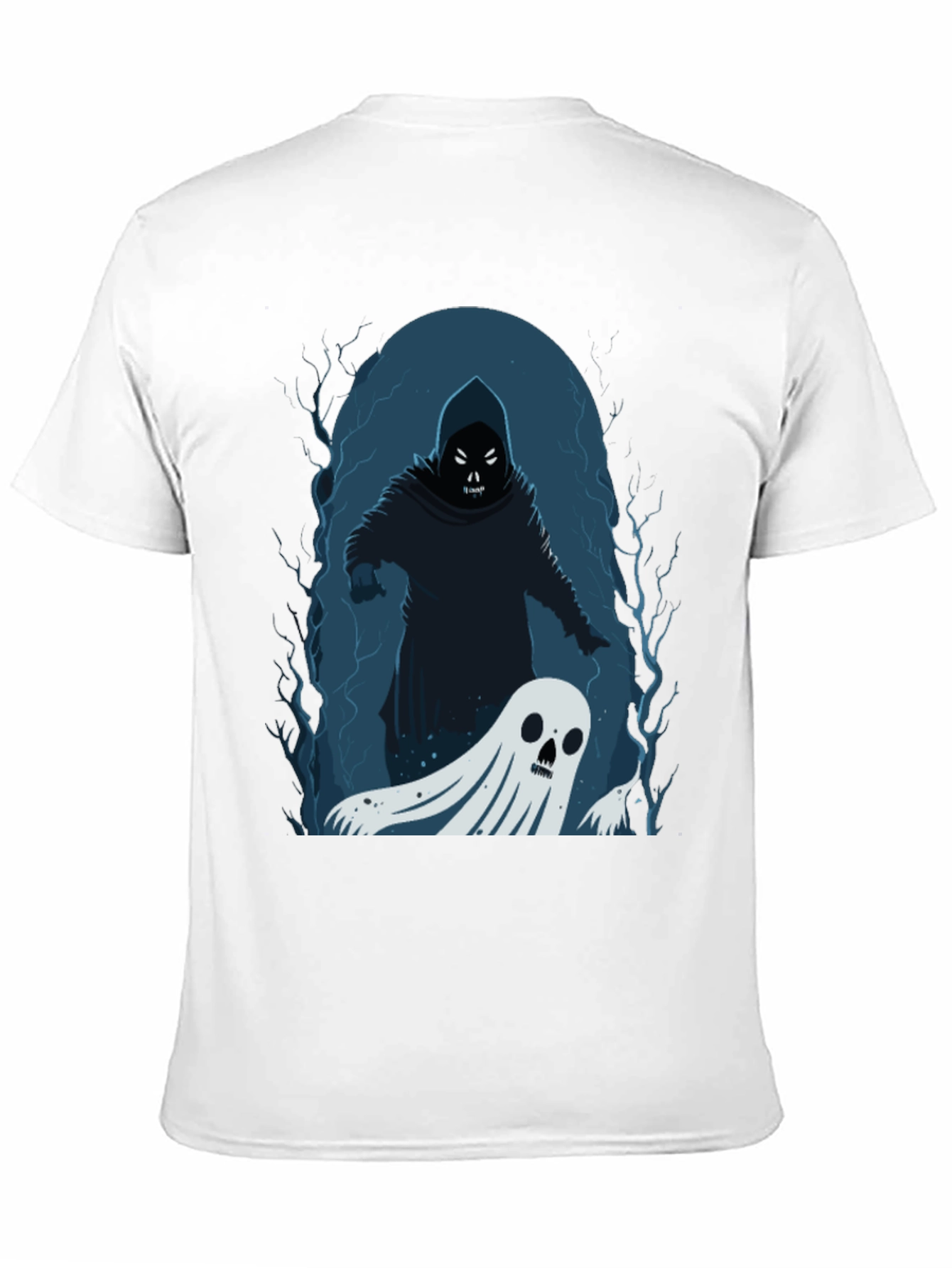 Black Spooky Grim Reaper & Ghost Black T-Shirt view 11