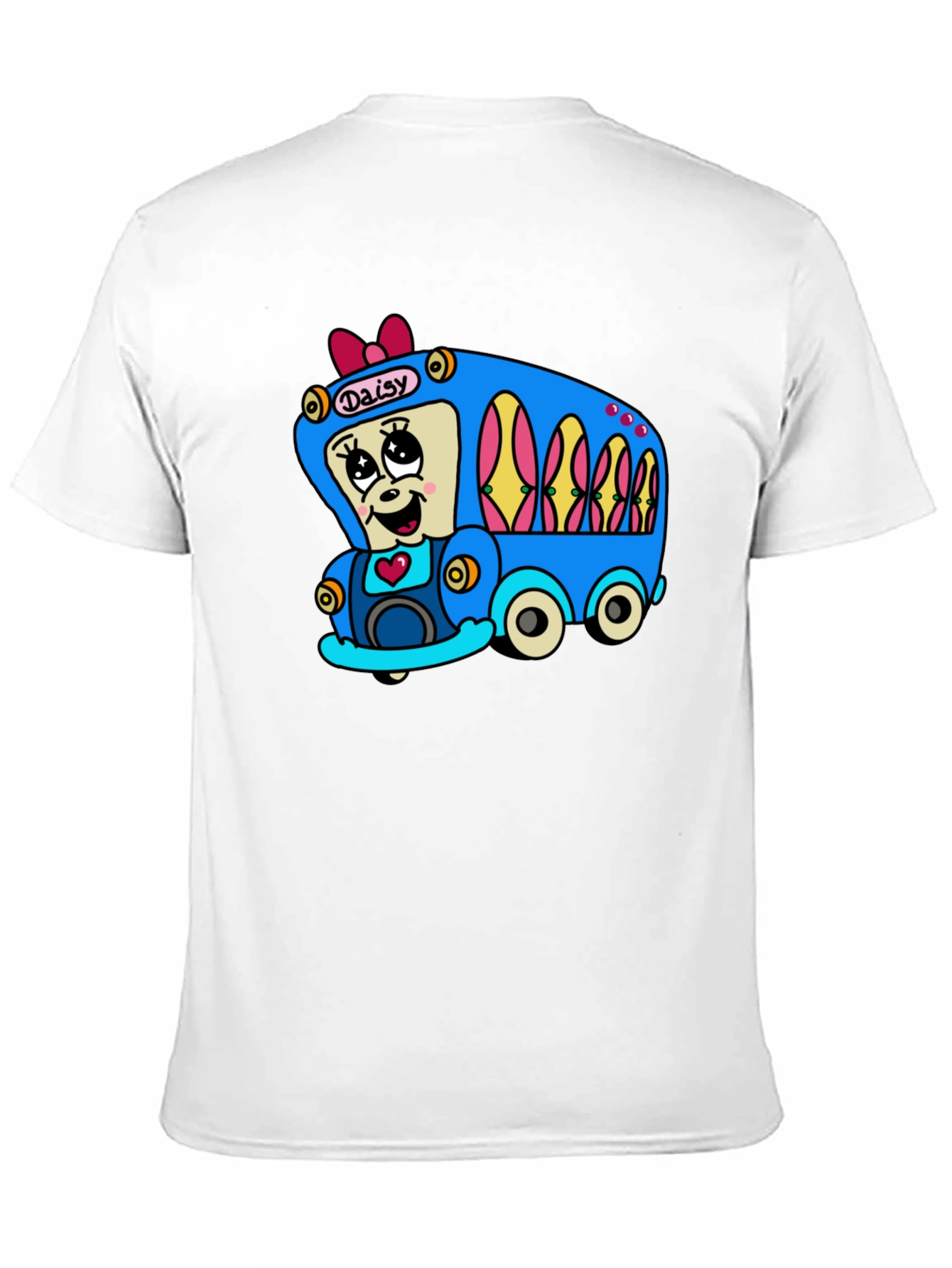 Black Daisy Bus Cartoon T-Shirt - Fun & Unique Graphic Tee view 11