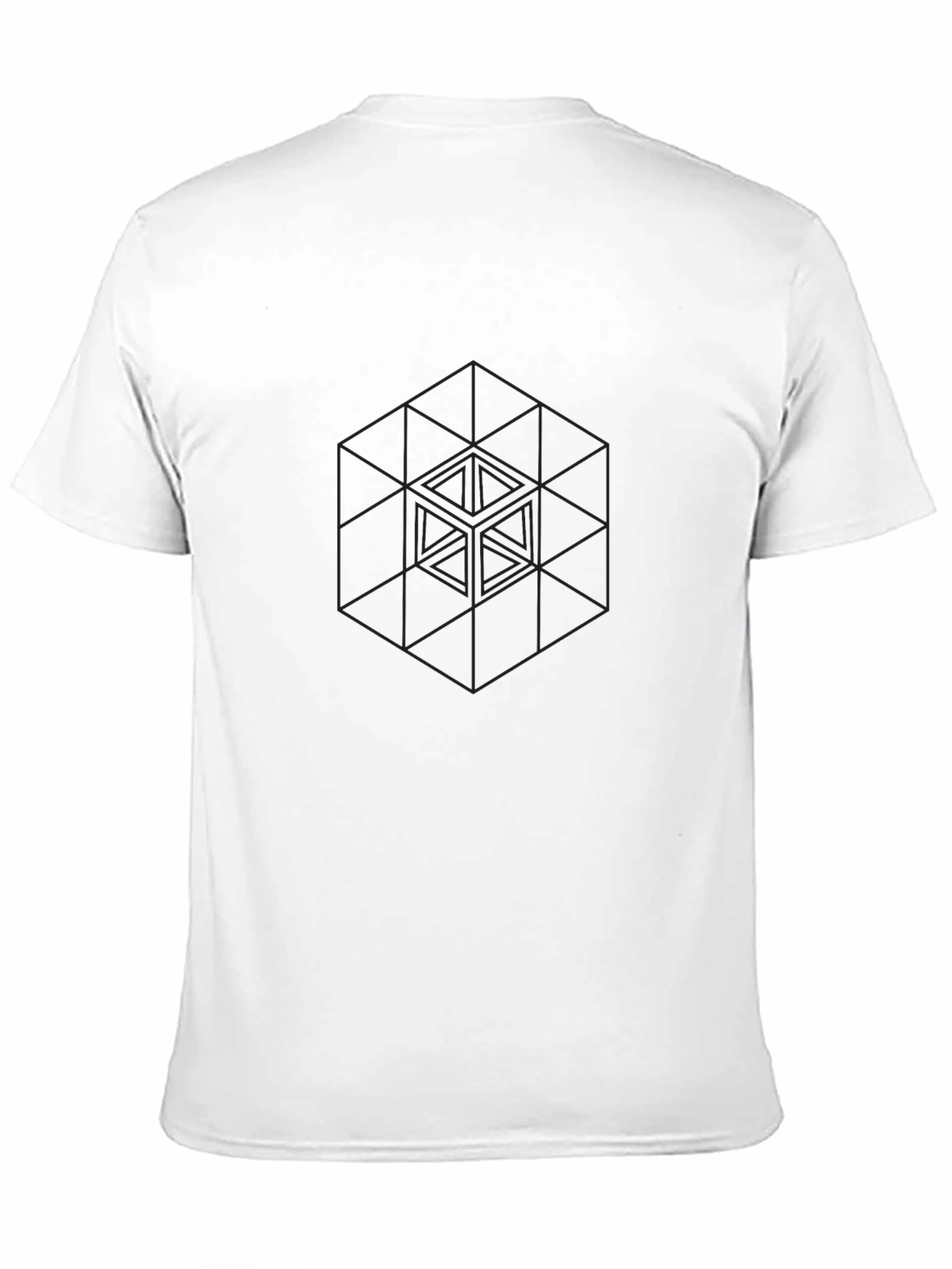 Black Geometric Cube Graphic Black T-Shirt view 11