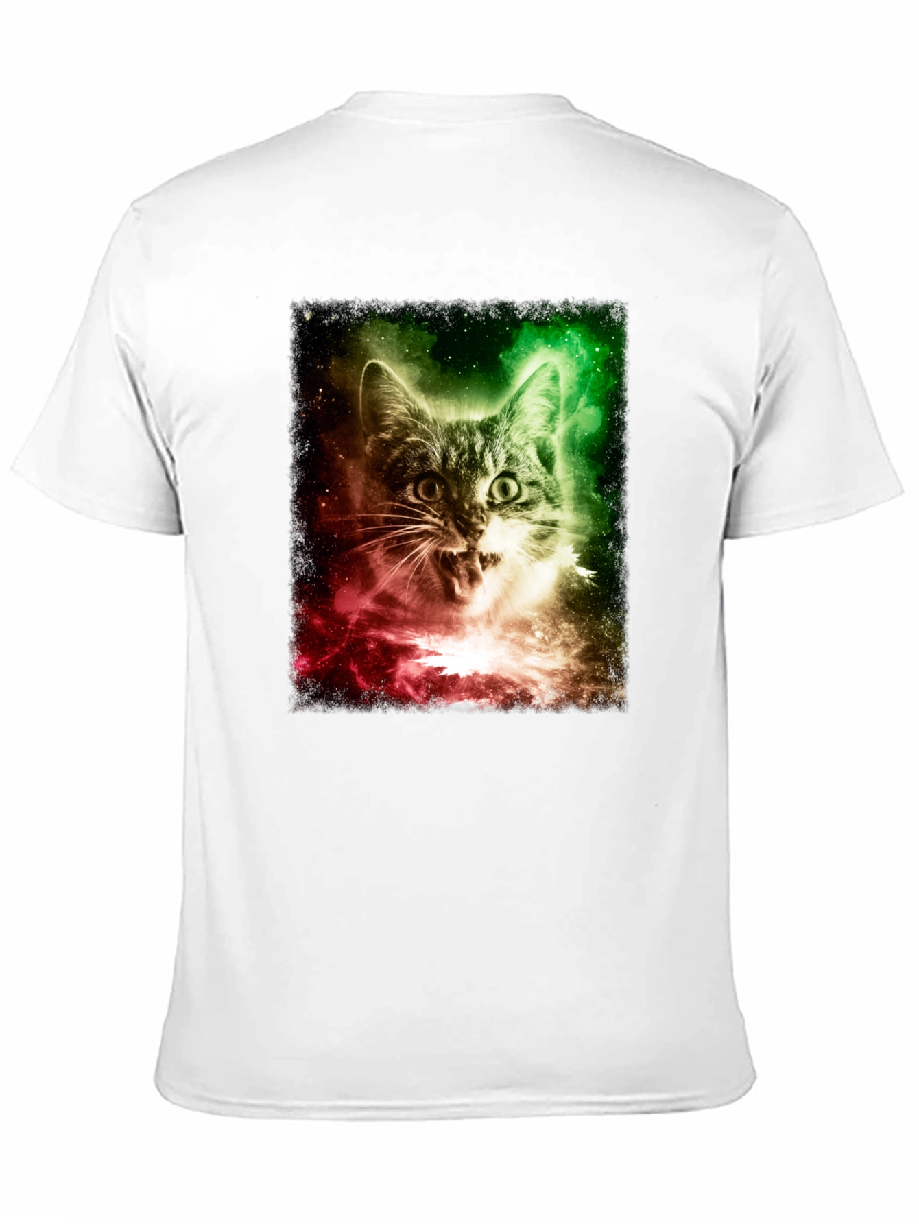 Black Galaxy Cat Graphic Tee - Men's Black T-Shirt view 11