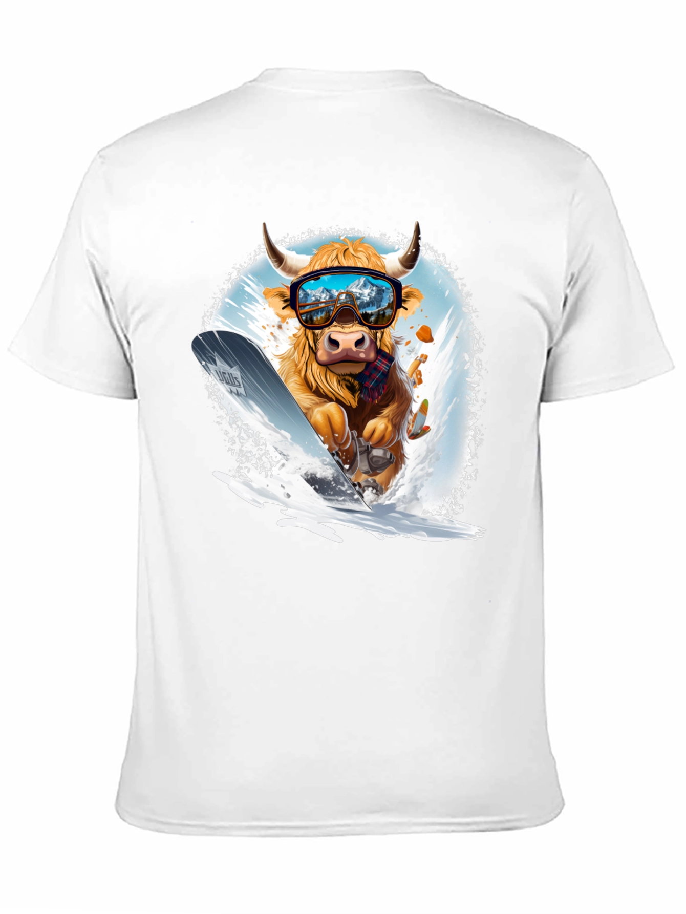Black Skiing Cow Graphic Tee view 11