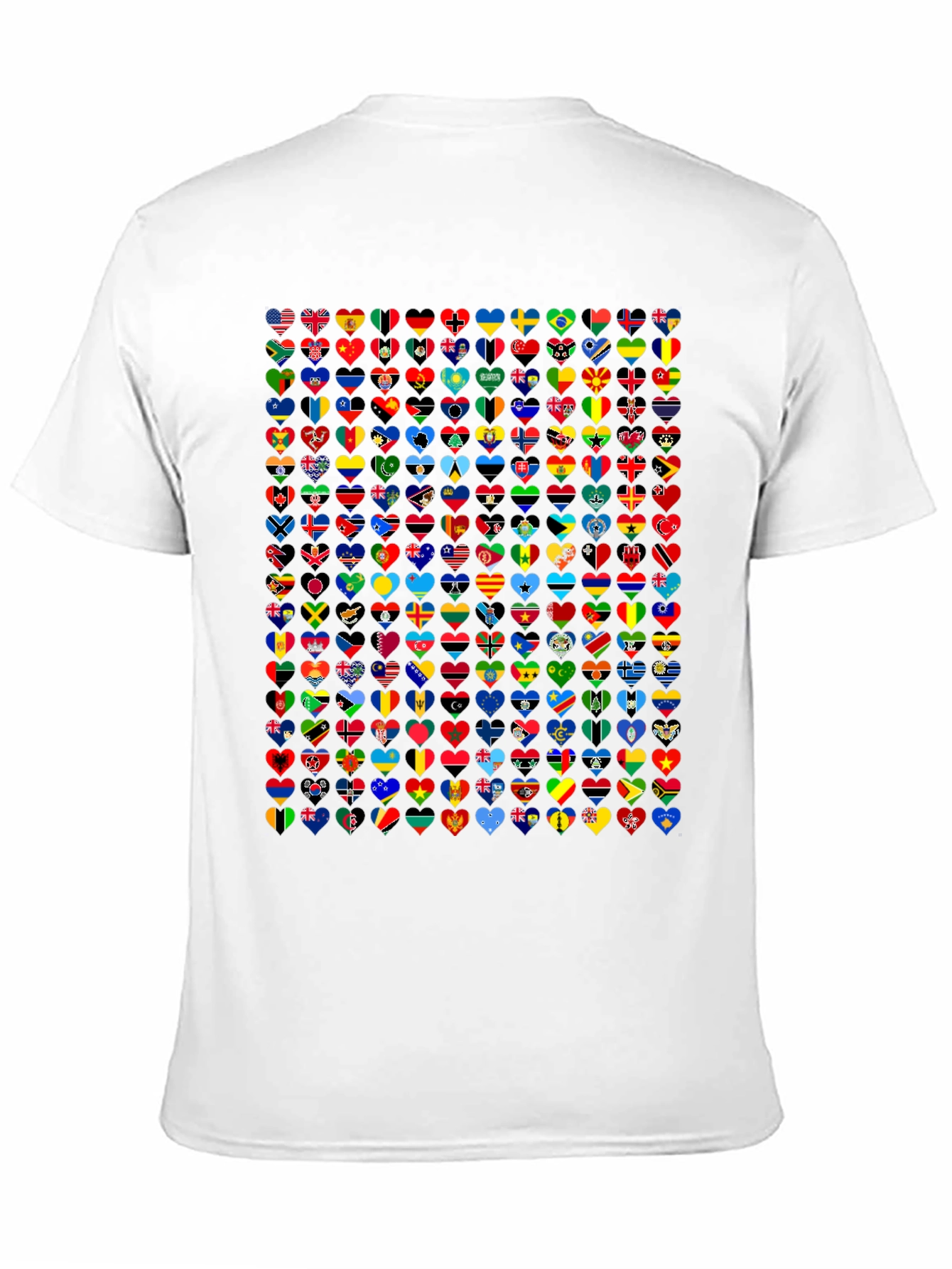 Black World Flags Heart T-Shirt - Black Cotton Graphic Tee view 11