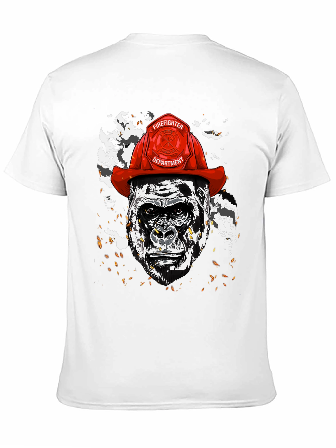 Black Gorilla Firefighter Graphic T-Shirt - Novelty Design view 11