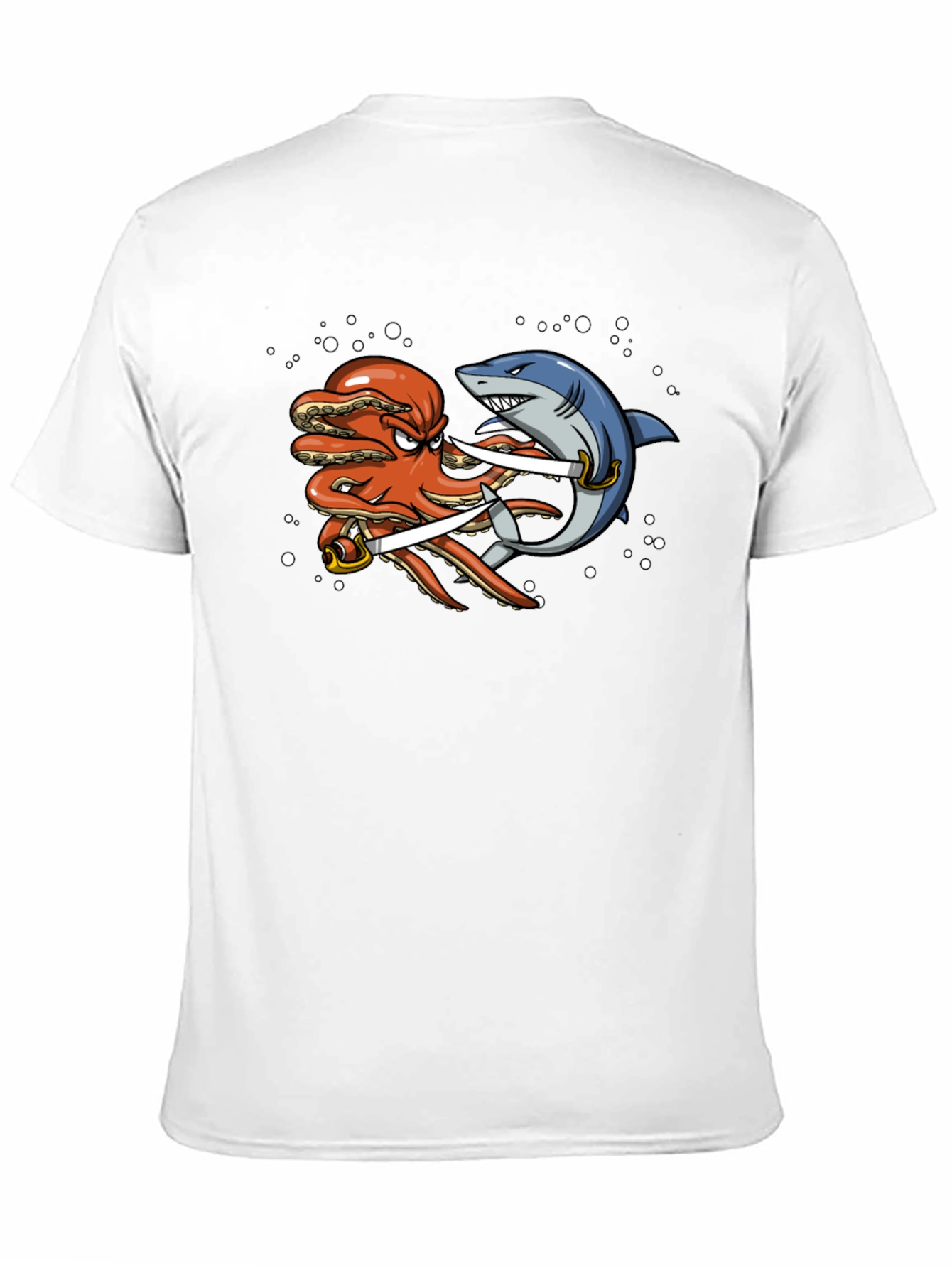 Black Octopus vs Shark T-Shirt - Pirate Duel view 11