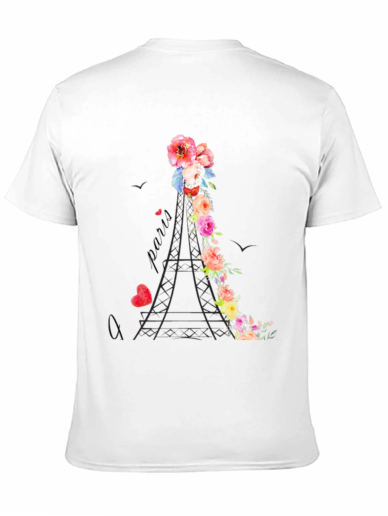 Floral Eiffel Tower Graphic Tee - Paris Love - 11