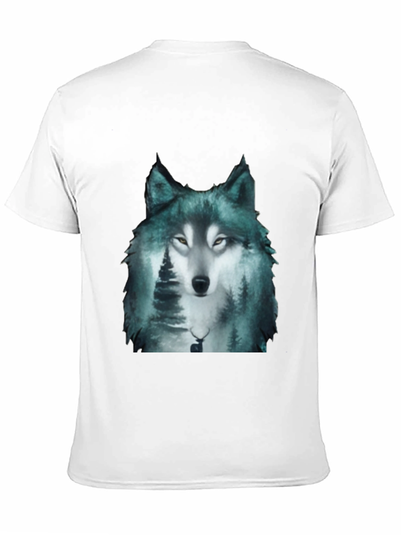 Black Wolf Forest Print Black T-Shirt view 11