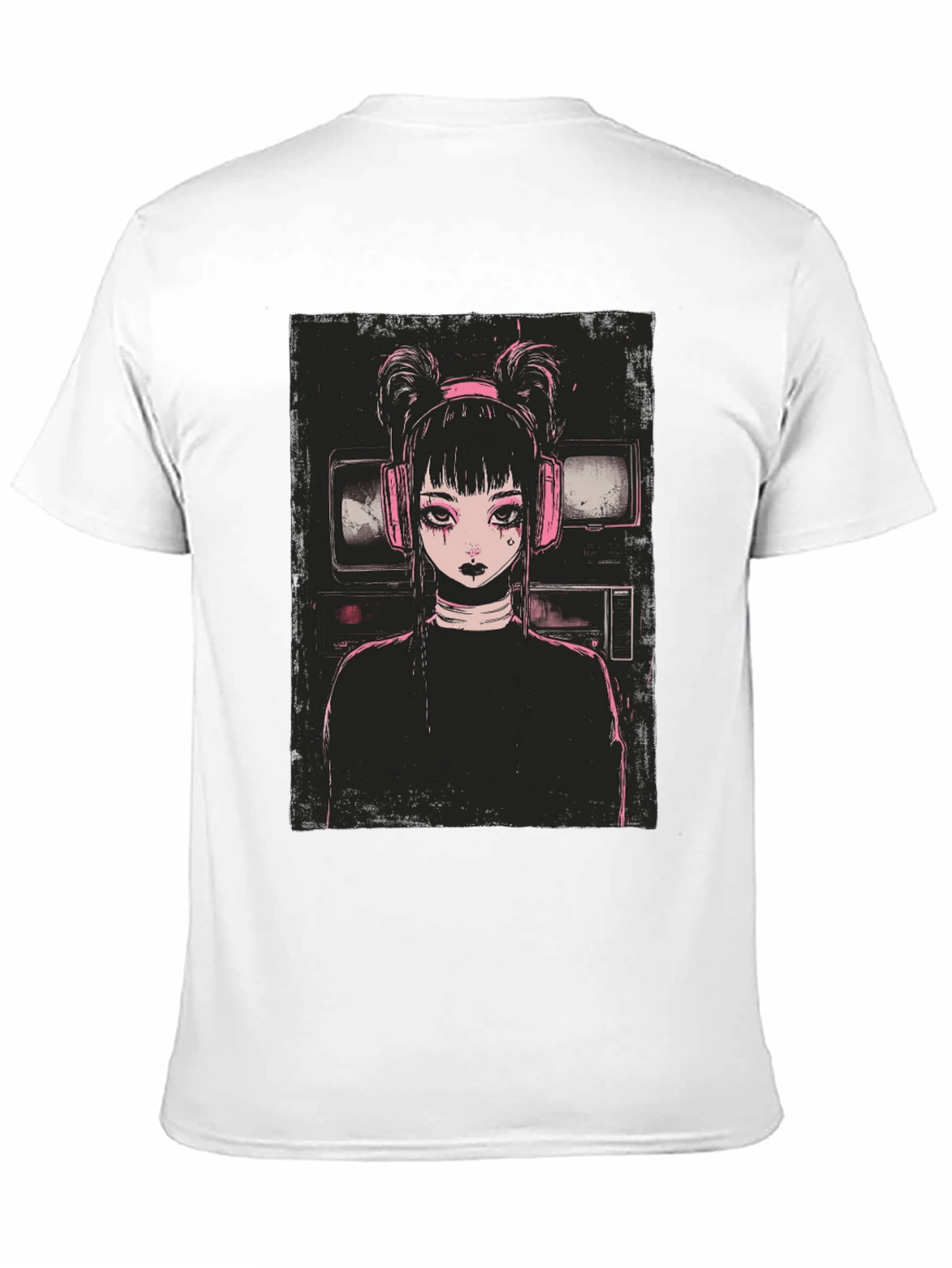 Black Anime Girl Graphic Tee - Black Cotton Blend view 11