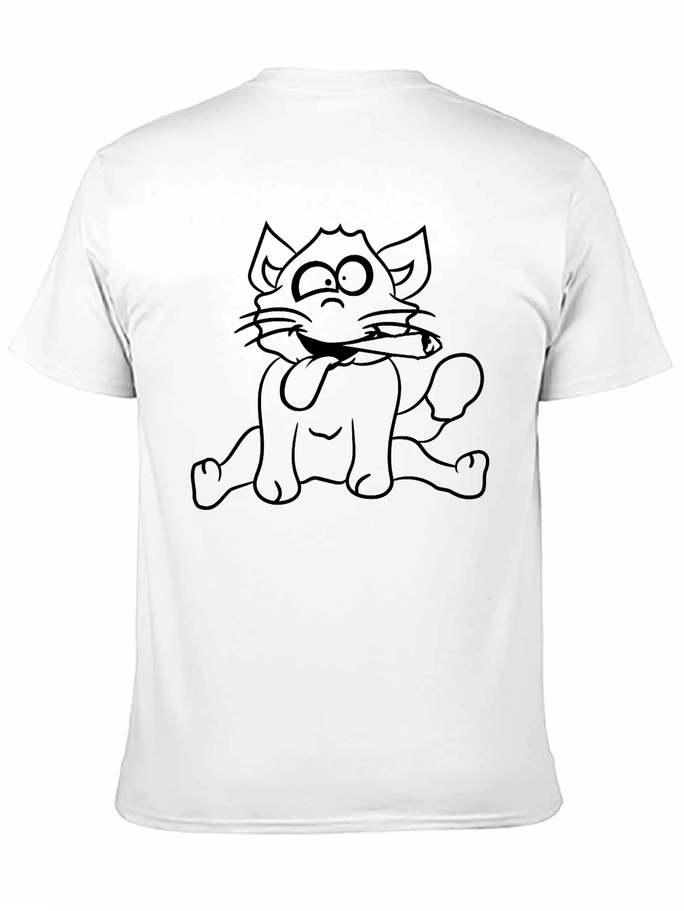 Black Crazy Cat Graphic Tee - Black Cotton T-Shirt view 11