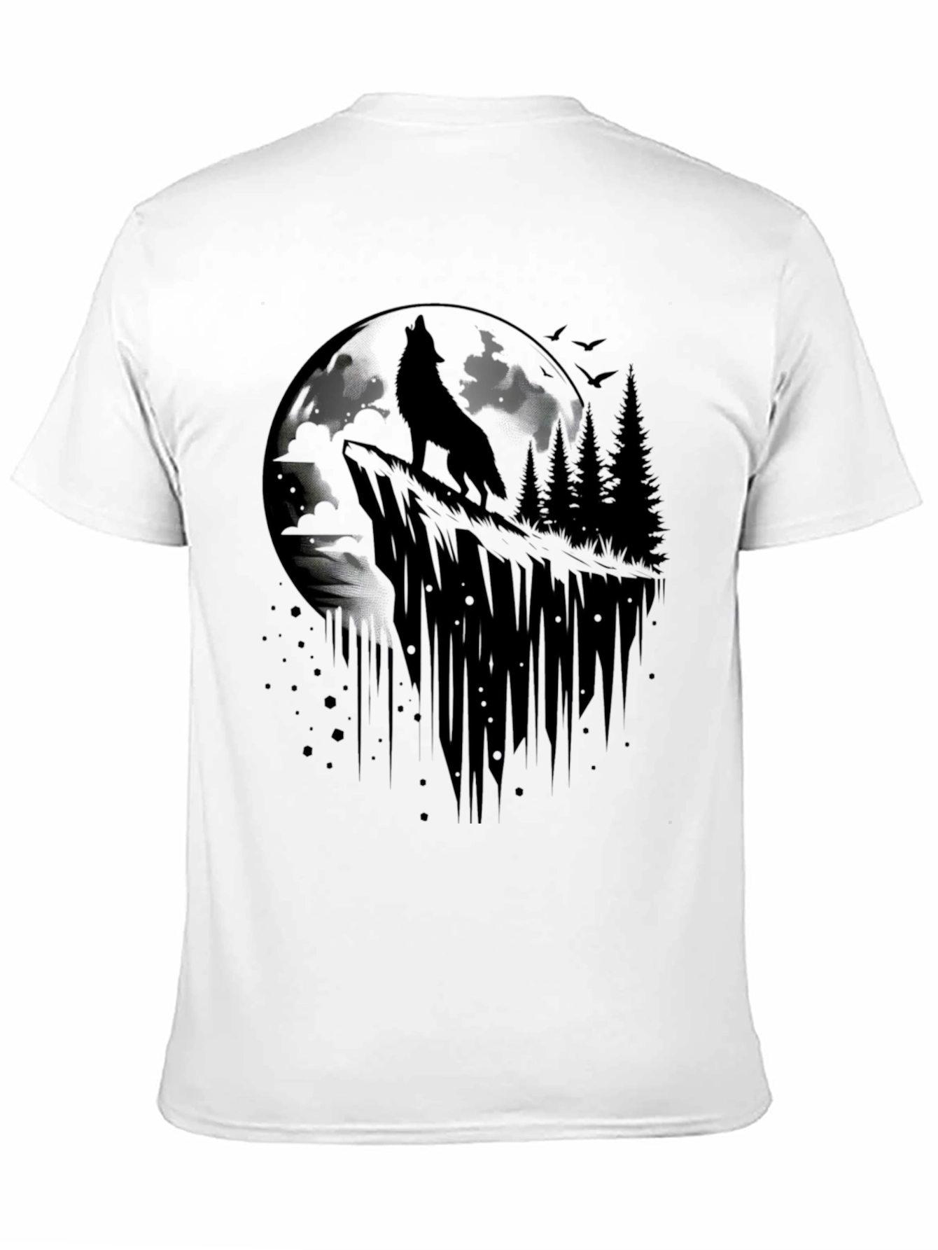 Black Wolf Moon Graphic Tee - Black Cotton T-Shirt view 11