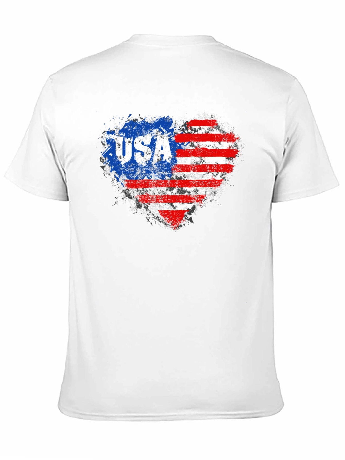 Black USA Flag Heart Graphic Tee - Patriotic American Pride T-Shirt view 11