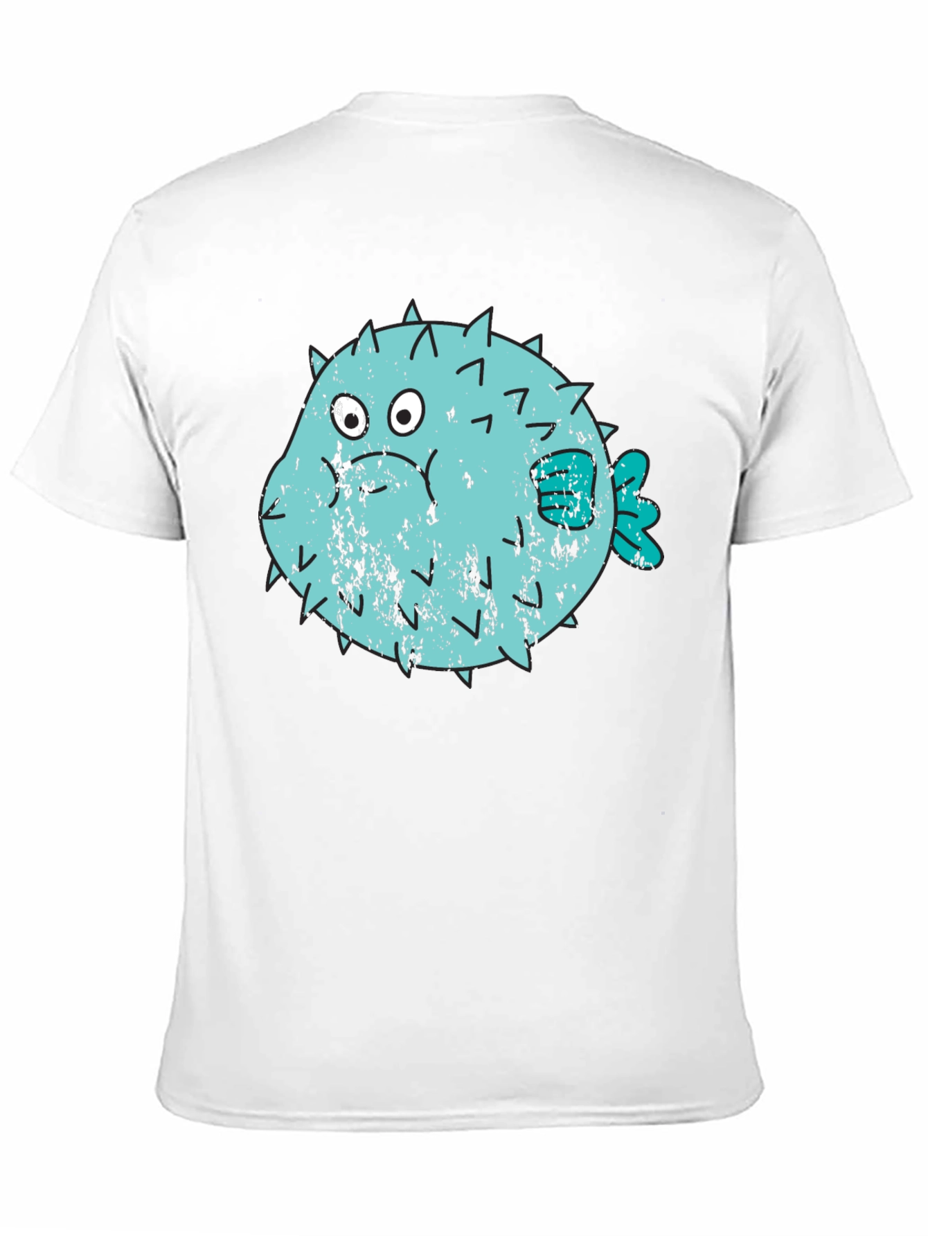 Black Puffer Fish Graphic T-Shirt - Black Crew Neck view 11