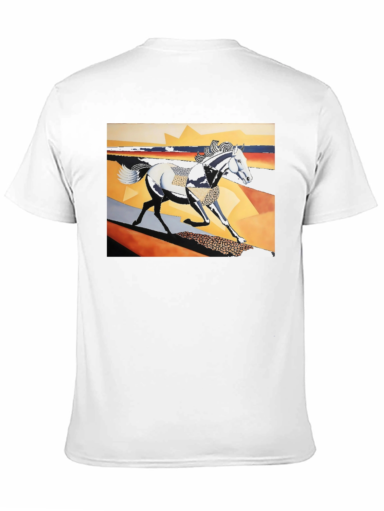 Black Abstract Horse Graphic Black T-Shirt view 11